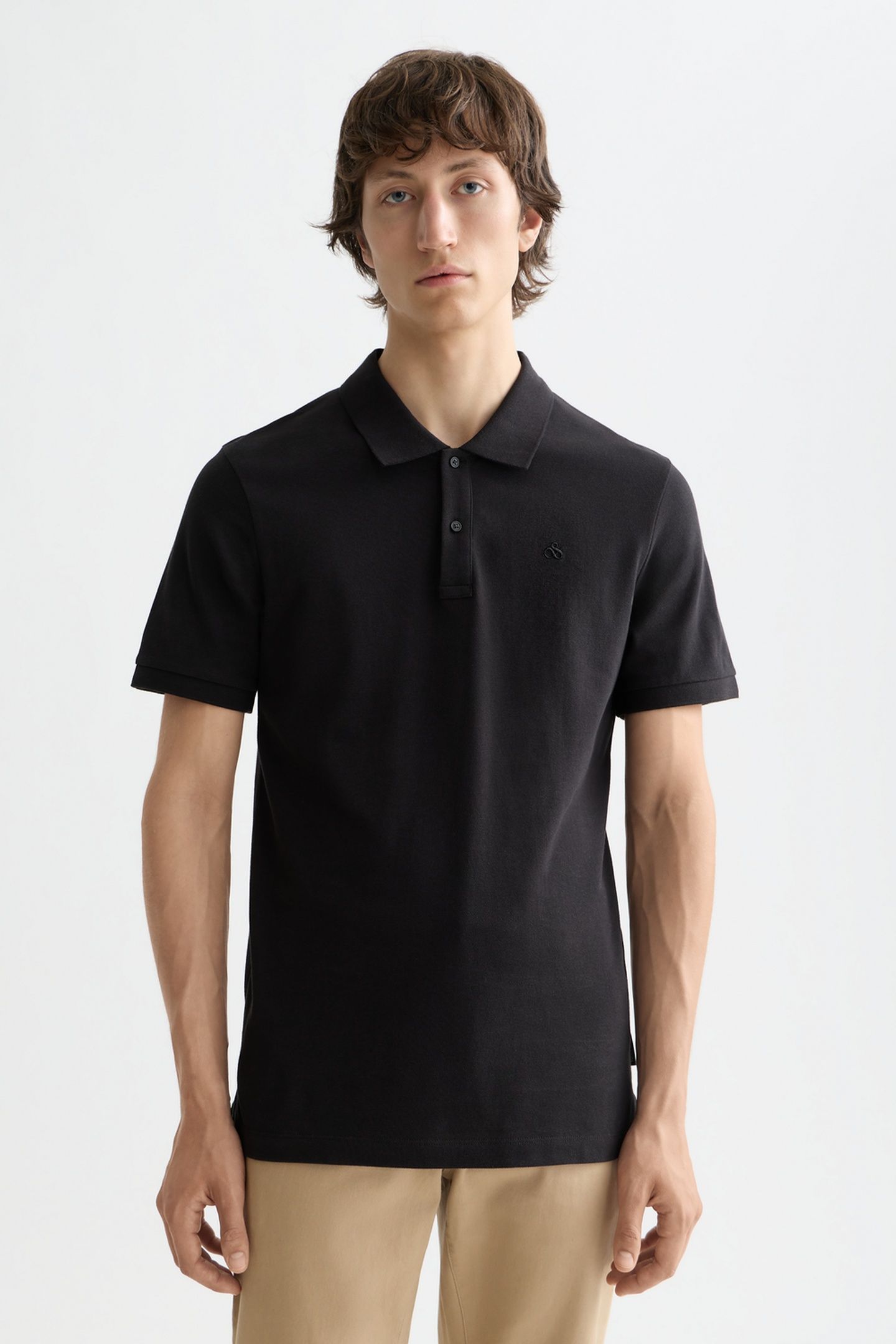 CHEST LOGO REGULAR-FIT PIQUE POLO BLACK 1