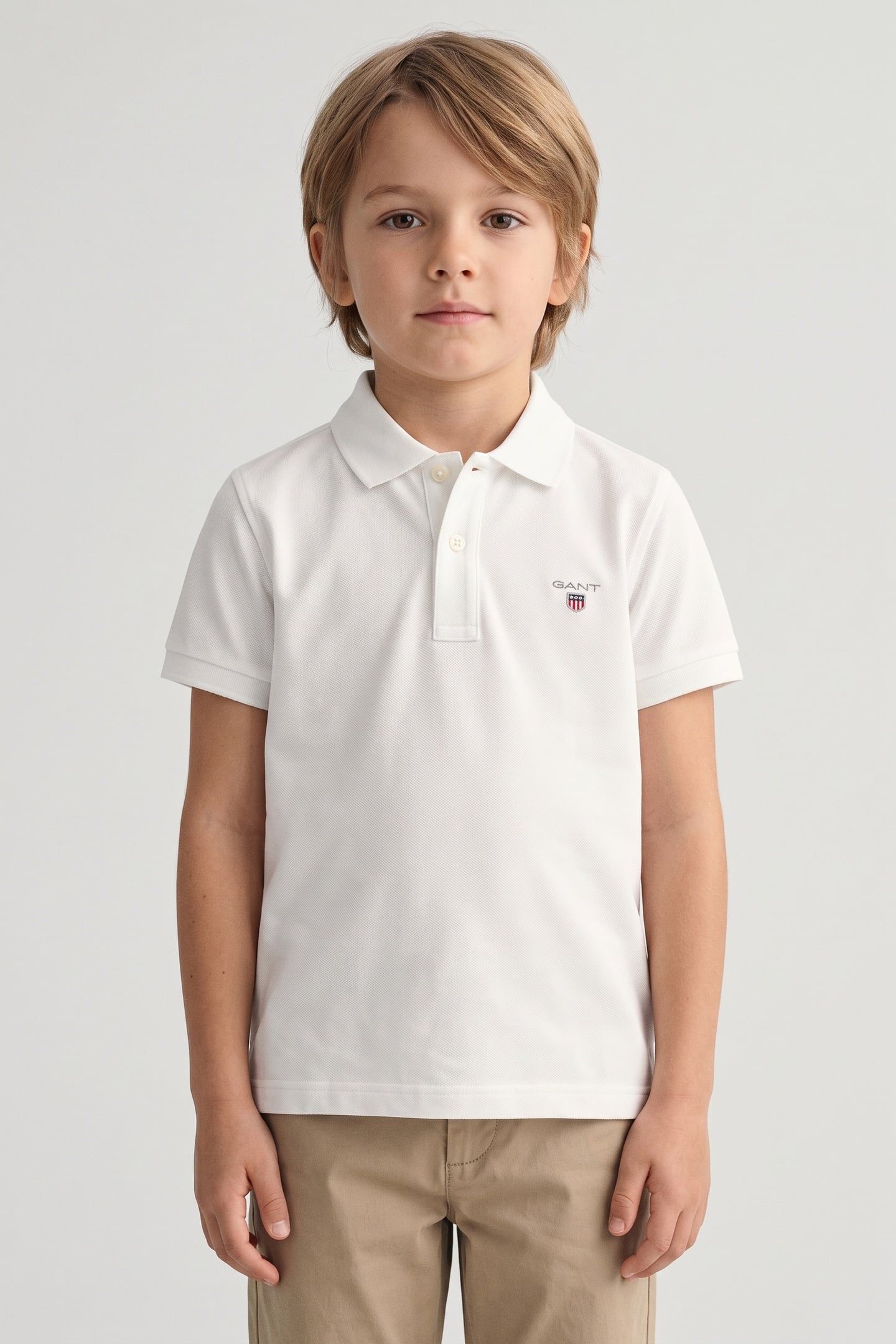 TEEN UNISEX SHIELD SS PIQUE WHITE 1