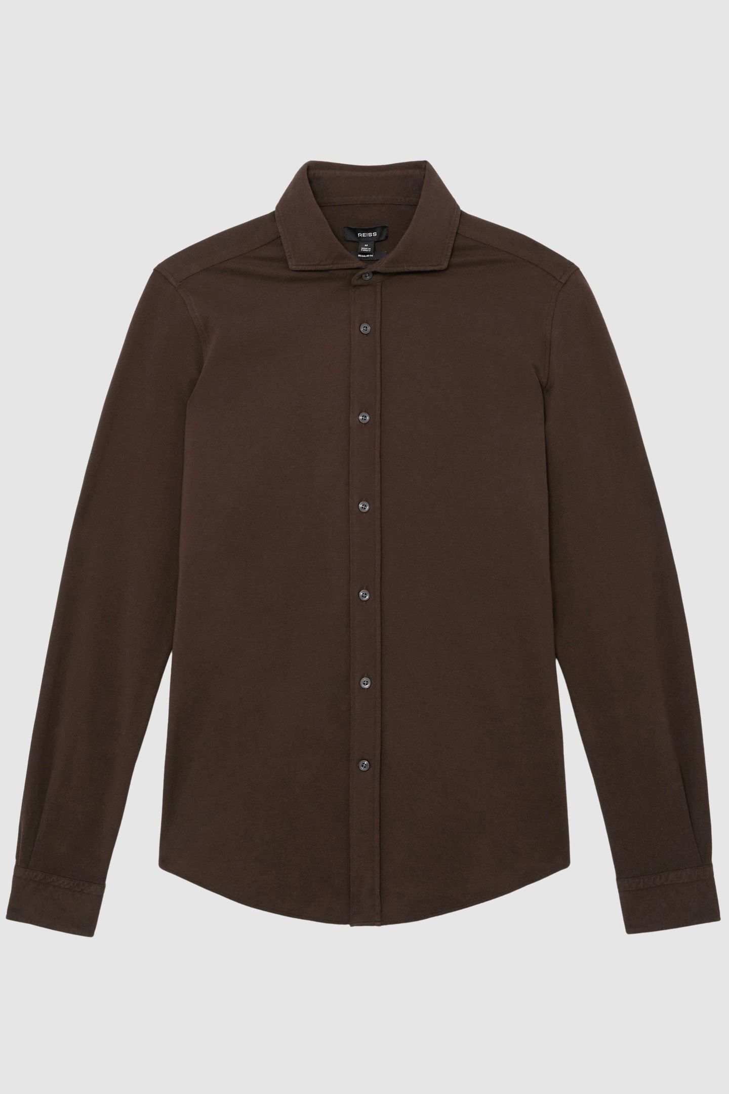 LS GARMENT DYED PIQUE SHIRT CHOCOLATE BROWN 3