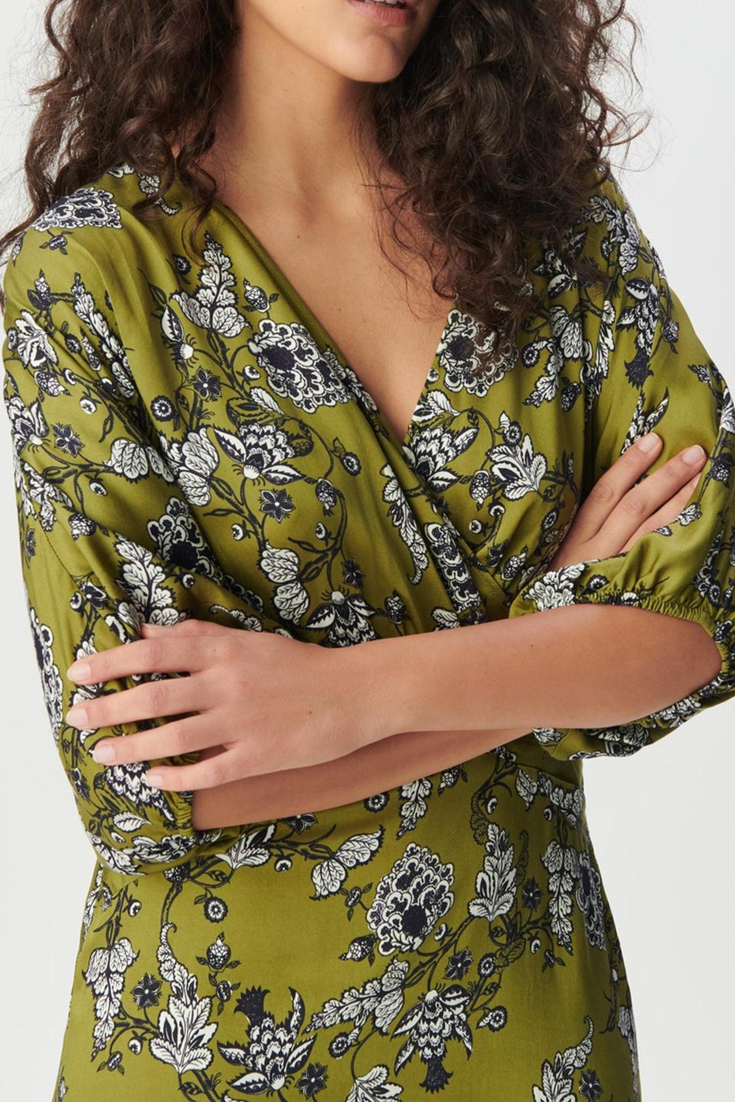 GREEN FLOWING DRESS WITH FLORAL PRINT 5