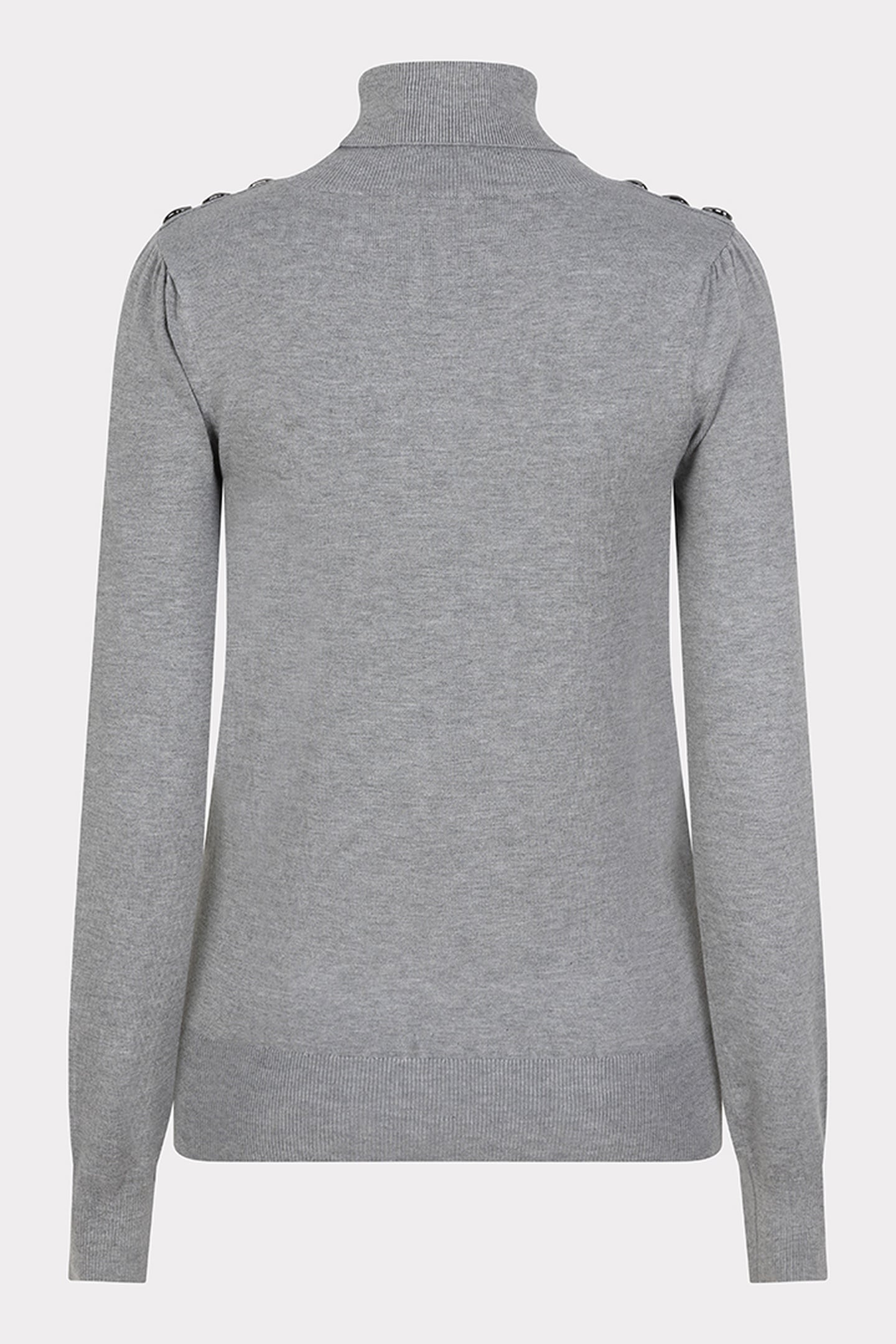 SWEATER SHLDR BUTTON COL BASIC KNIT GREY MELANGE 2