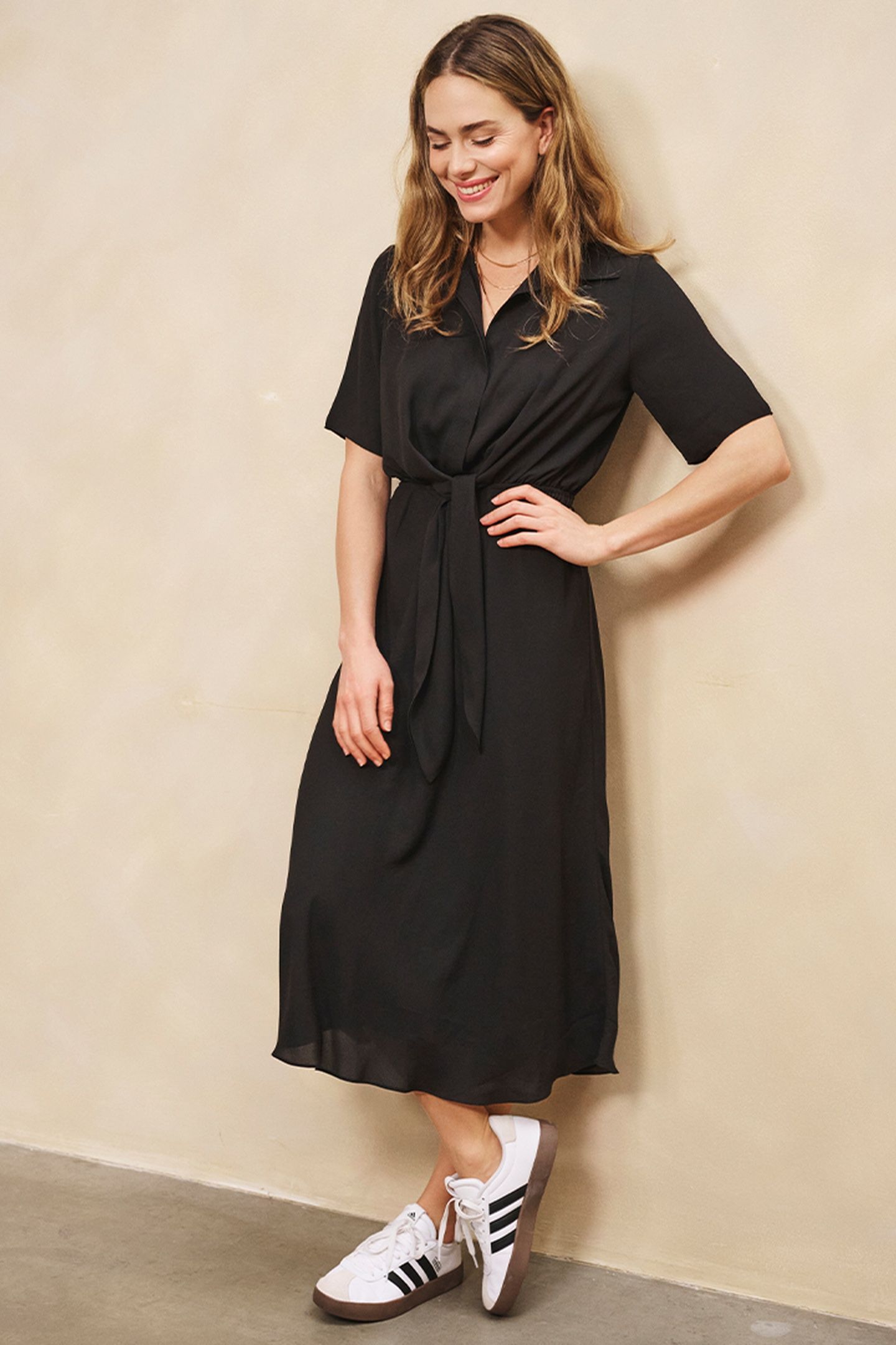 DRESS LONG KNOT S/SLVE BLACK 1