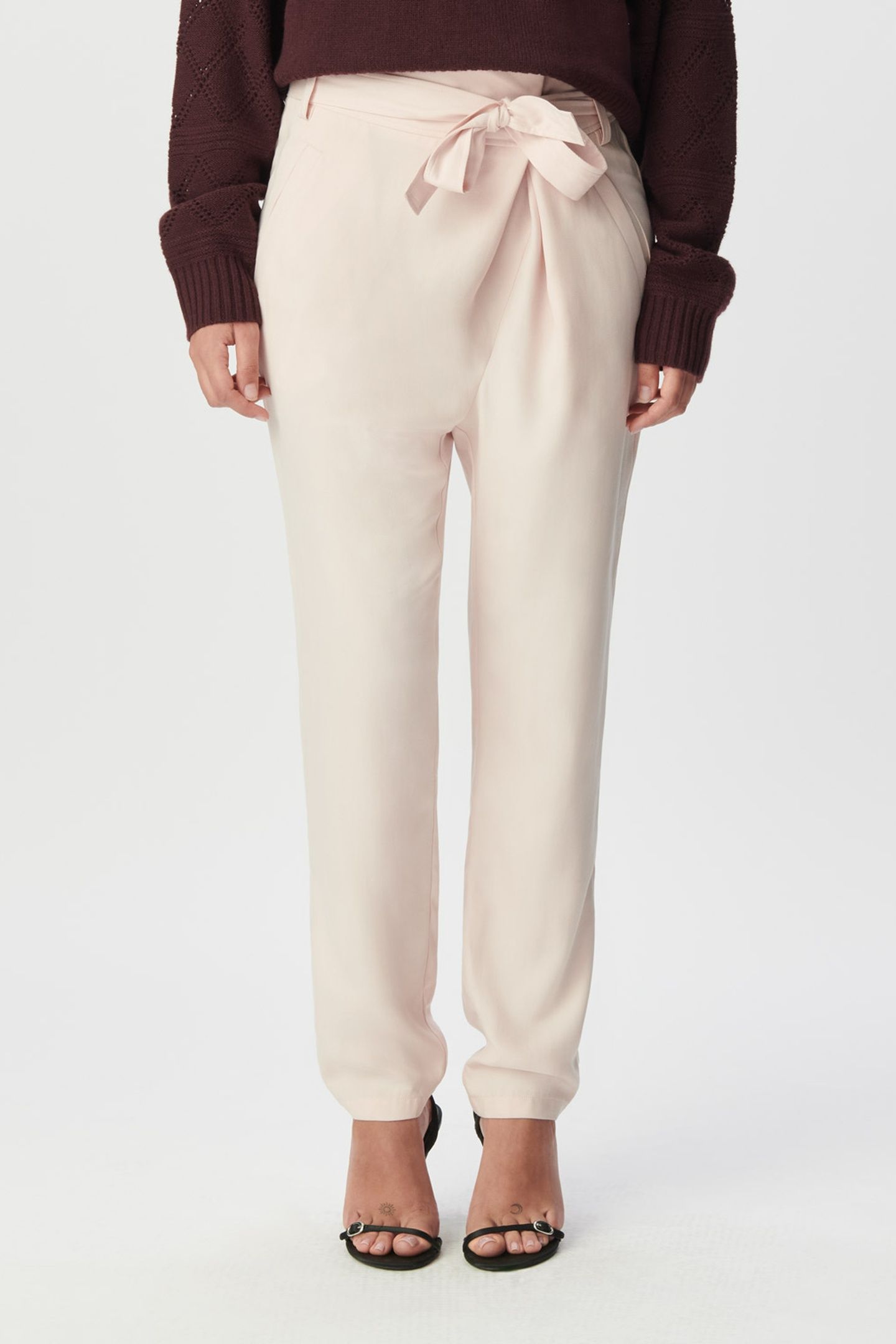 PINK ASYMMETRIC WAIST SUIT TROUSERS 1