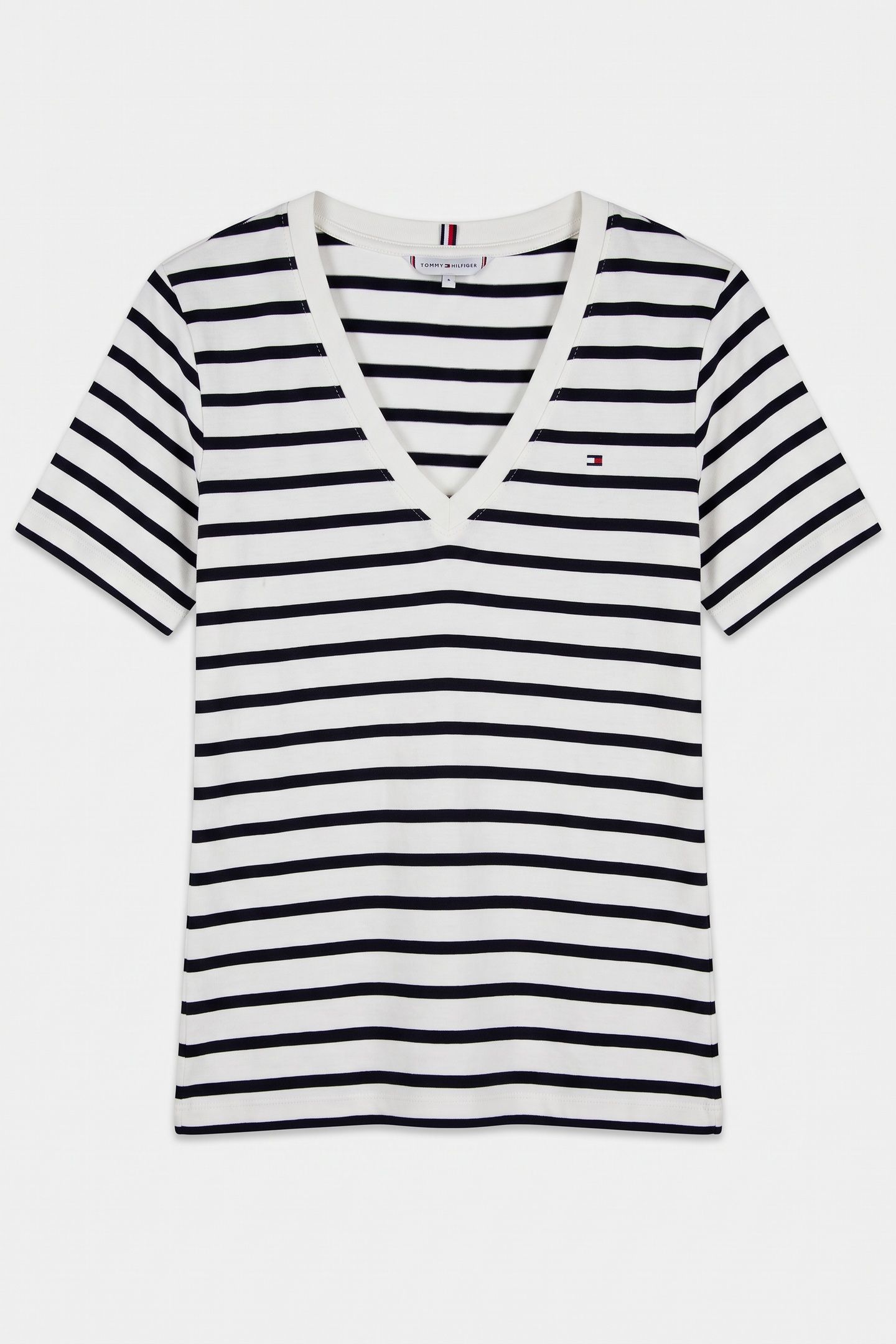 CODY SLIM V-NECK S/S TEE NOS BRETON ECRU/NAVY BLUE 3