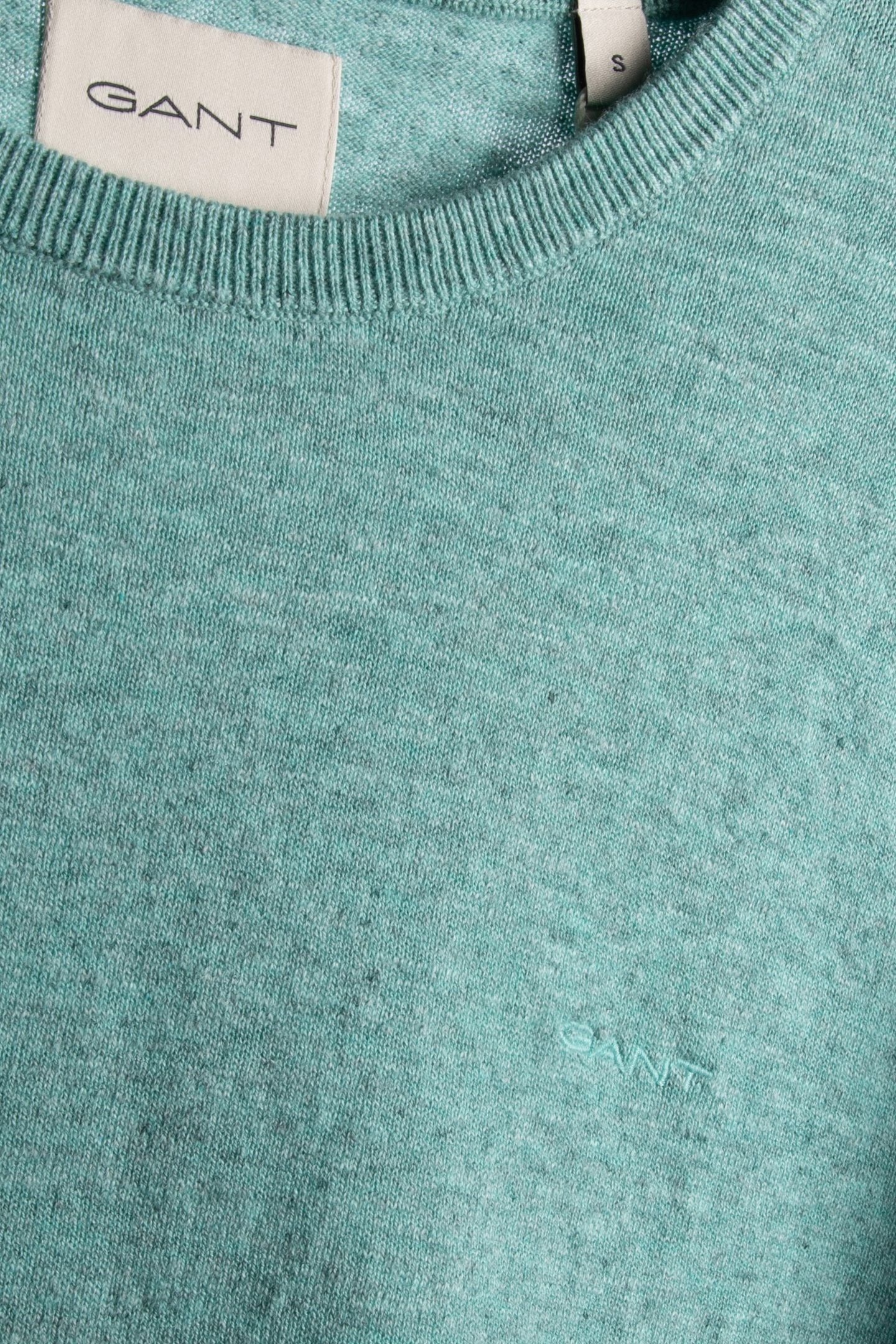 SLUB COTTON LINEN C-NECK OCEAN GREEN MELANGE 4