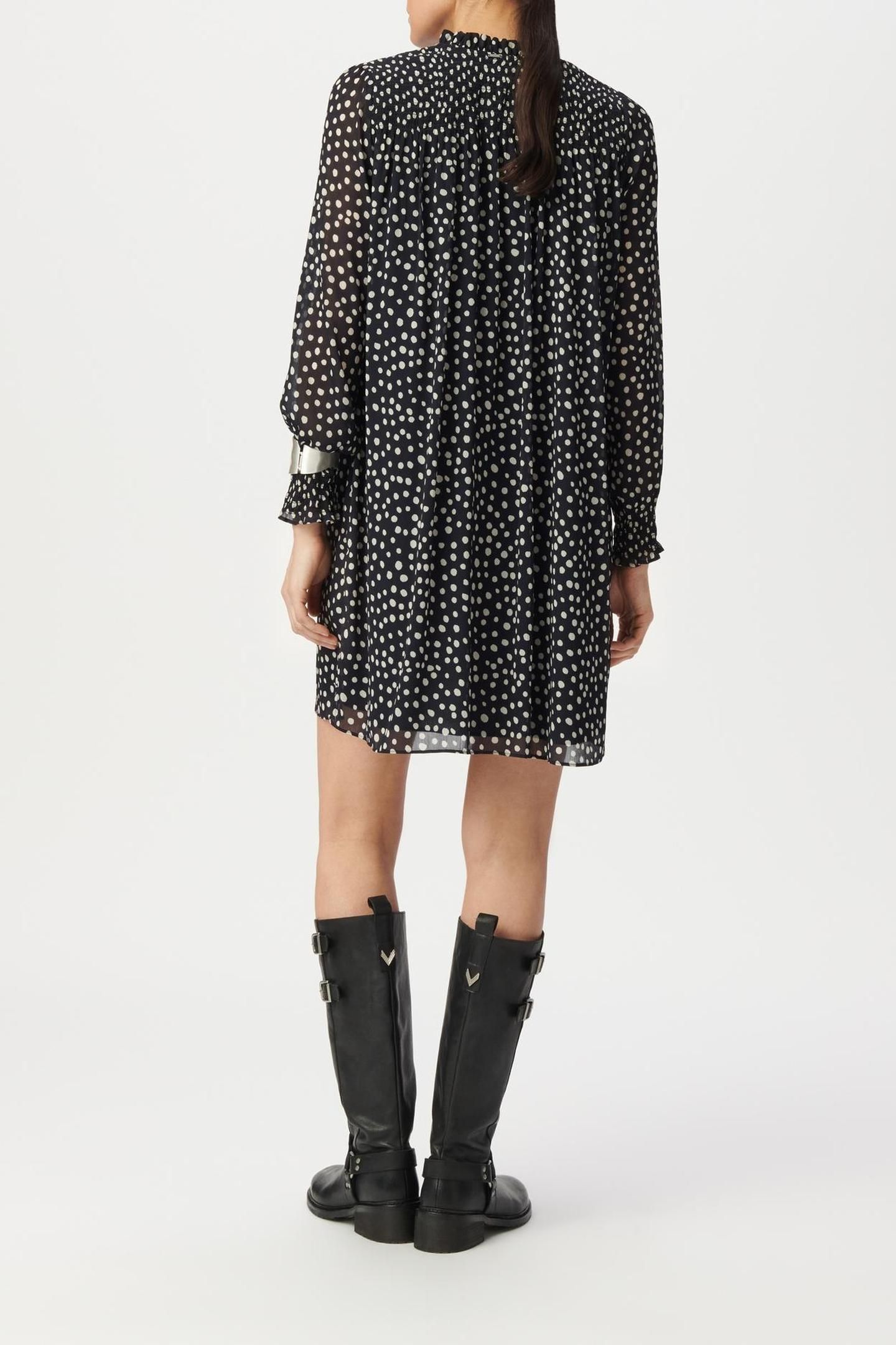 NAVY POLKA DOT PRINT SHORT DRESS 5