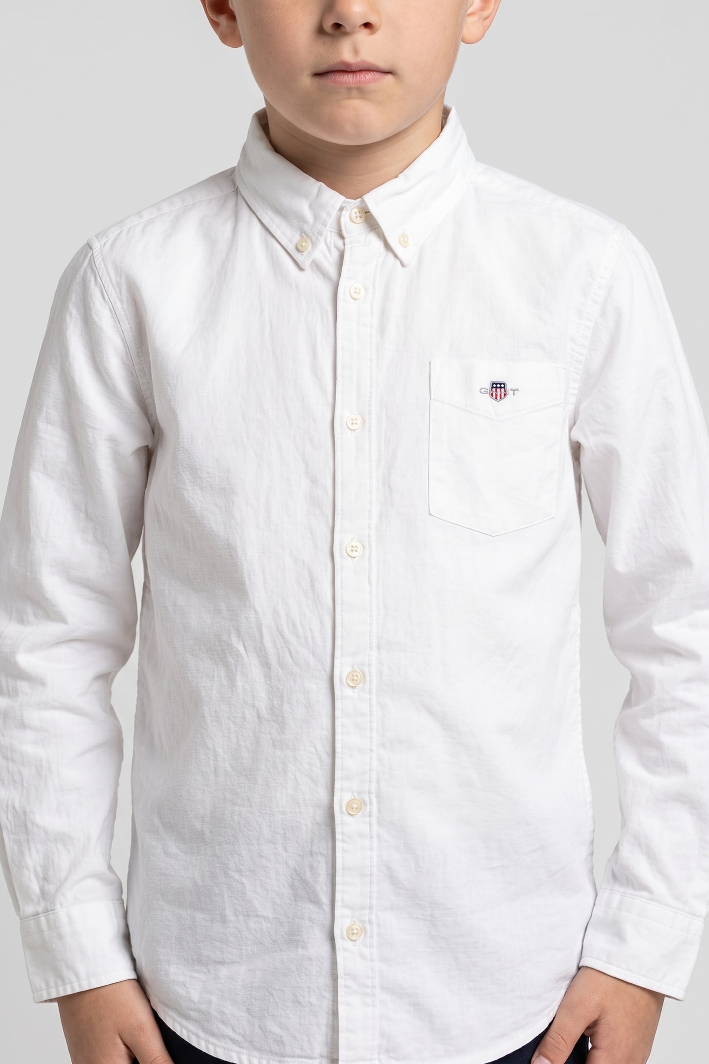 TEEN BOYS SHIELD LINEN BLEND SHIRT WHITE 1