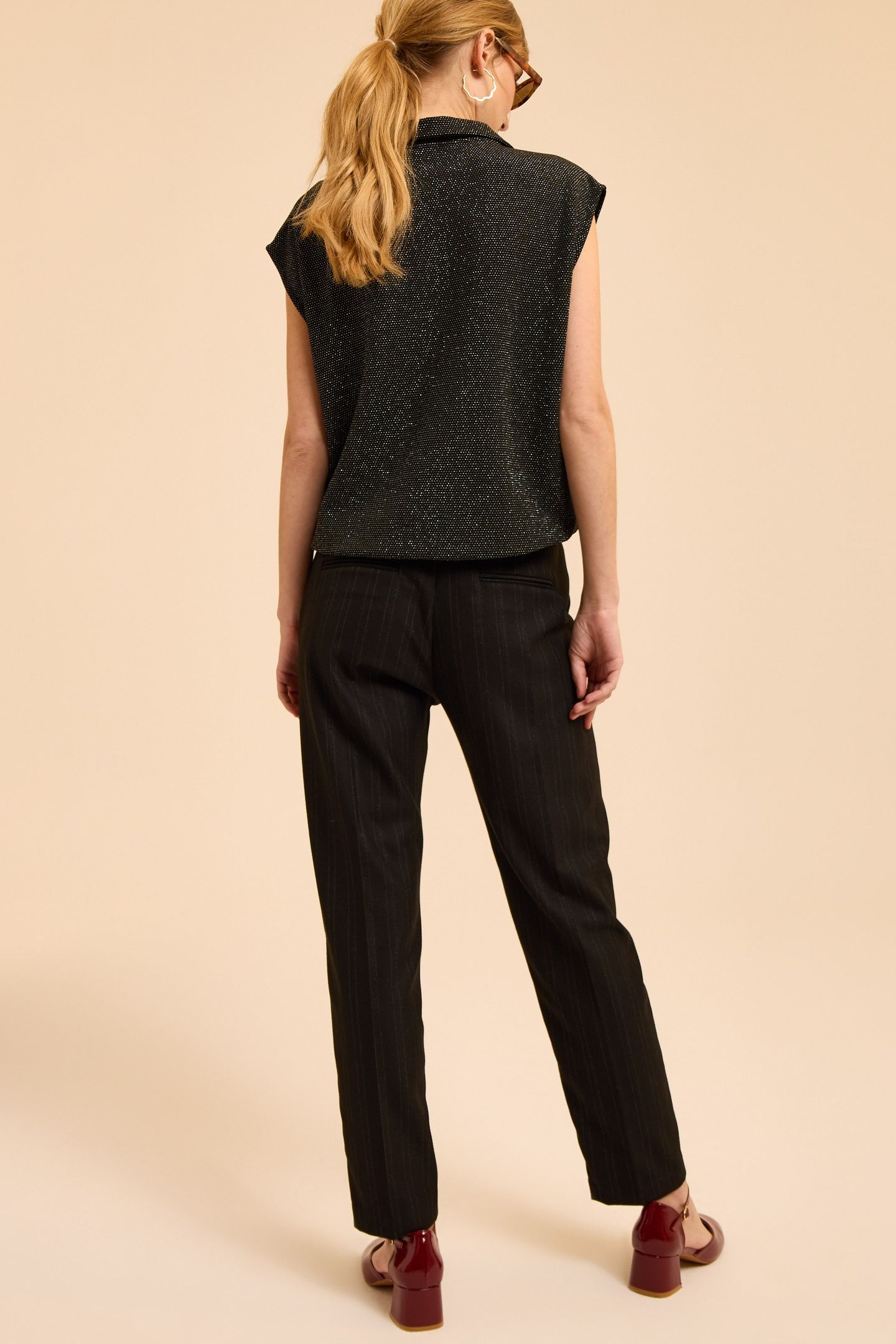 BLACK STRIPED SUIT TROUSERS LAURENCE 2