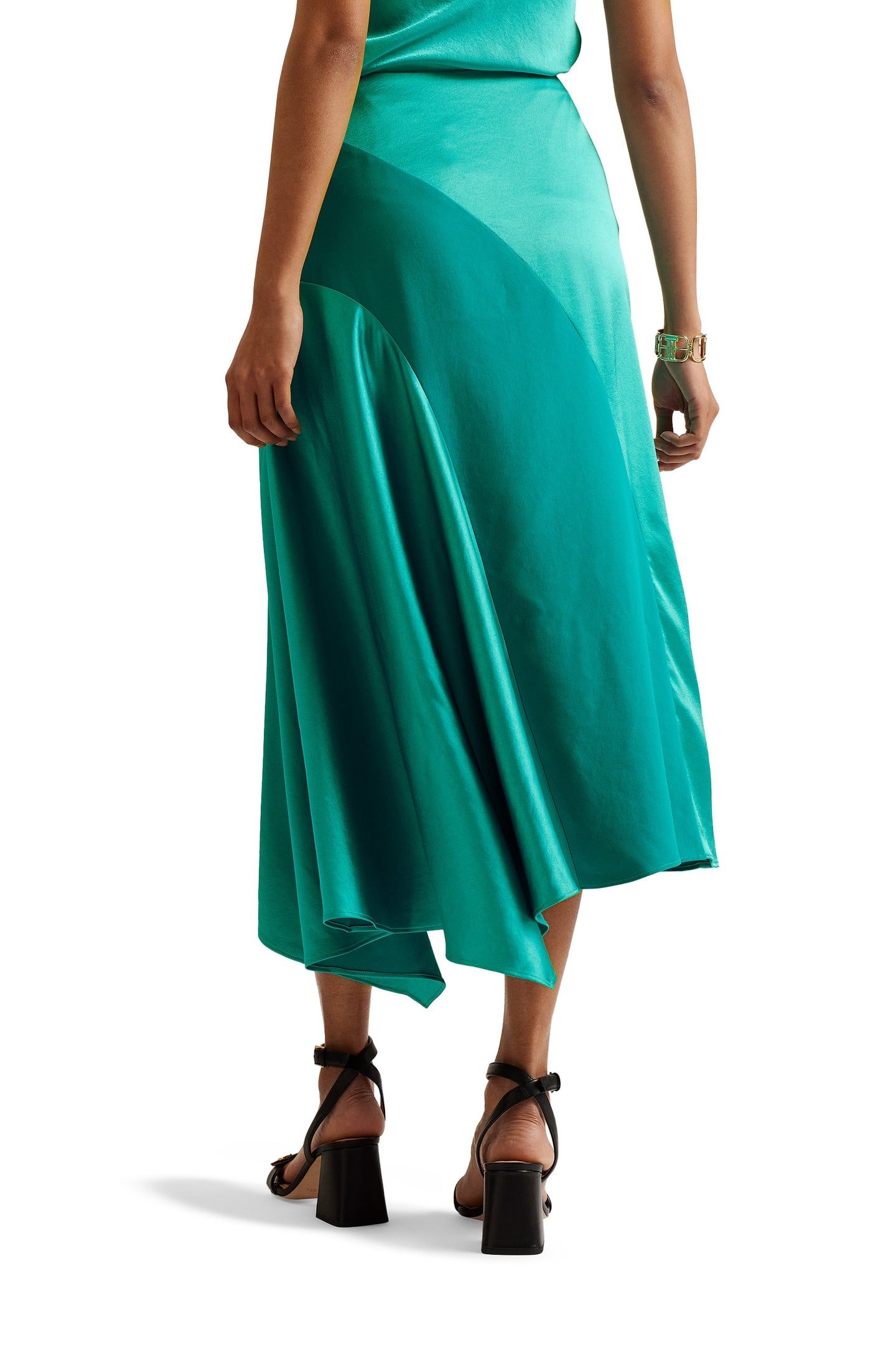 WMS BOLSENA SATIN MIDI SKIRT GREEN 3