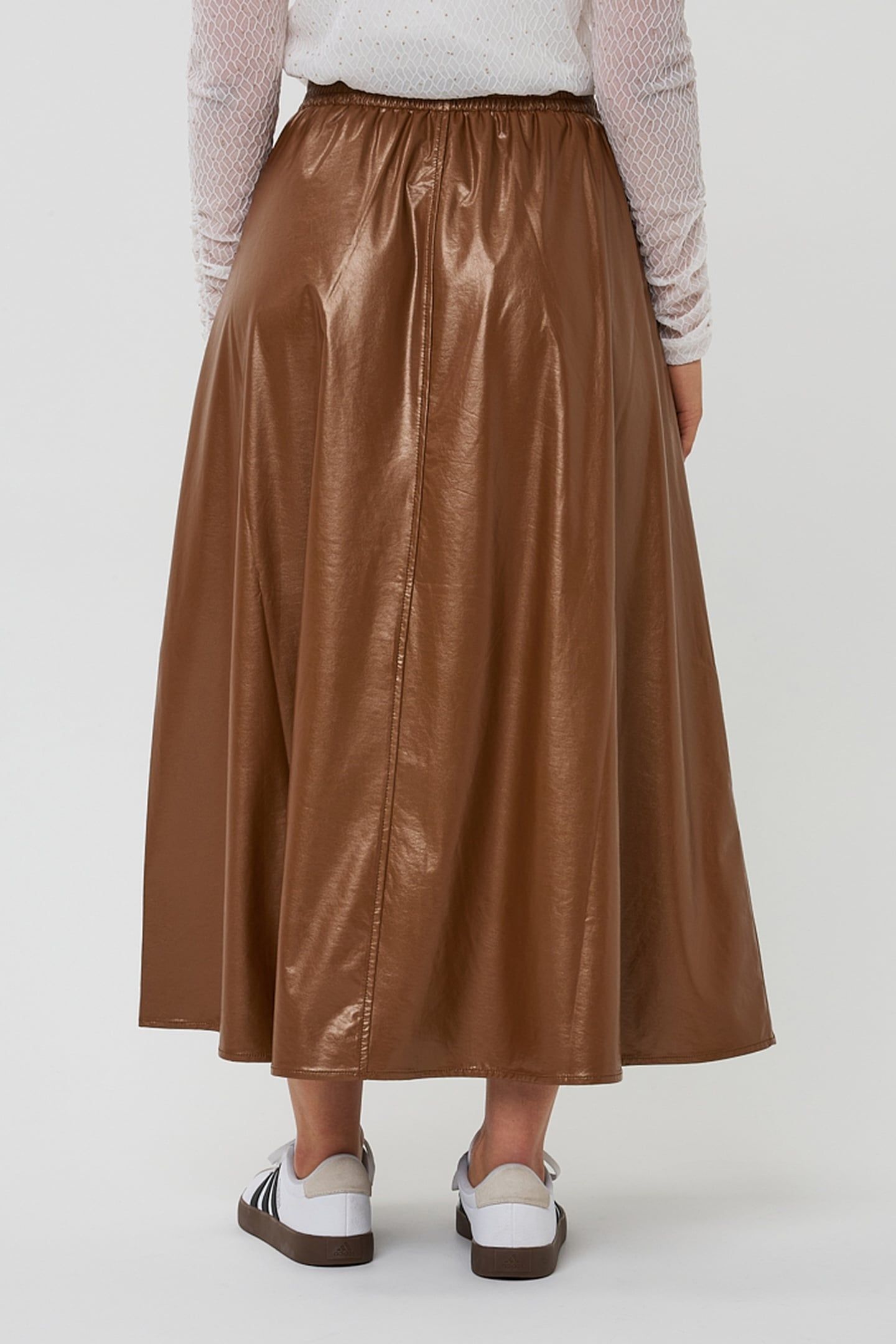 SKIRT LONG METALLIC PU BRONZE METALLIC 3