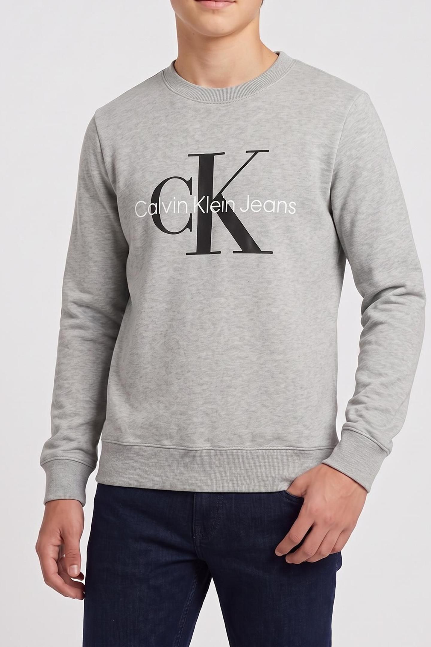 UNISEX MONOGRAM LOGO SWEATSHIRT LIGHT GREY HEATHER 1