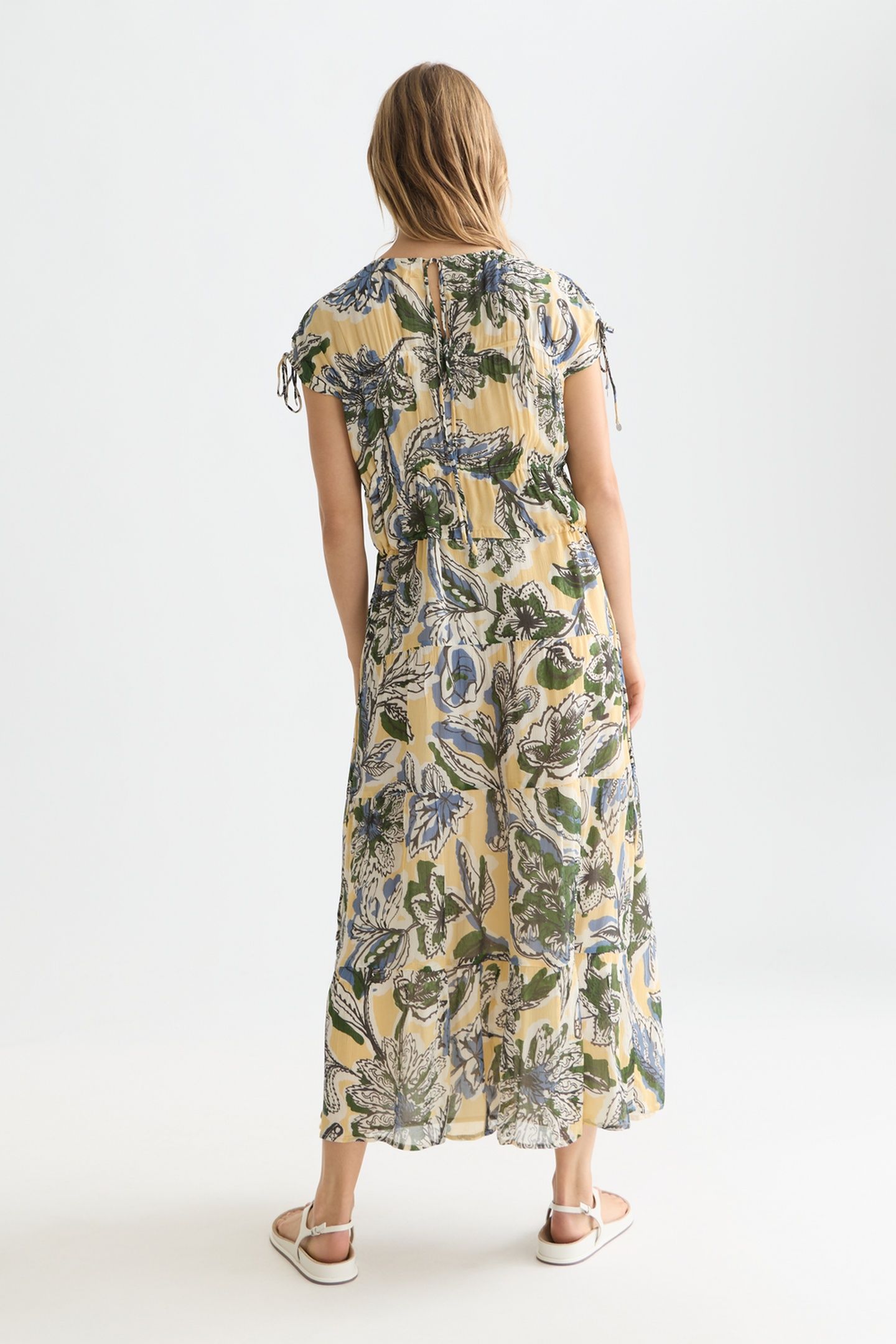 TIERED PRINTED CHIFFON MIDI DRESS LUCKY BANDANA MULTI PARSNI 2