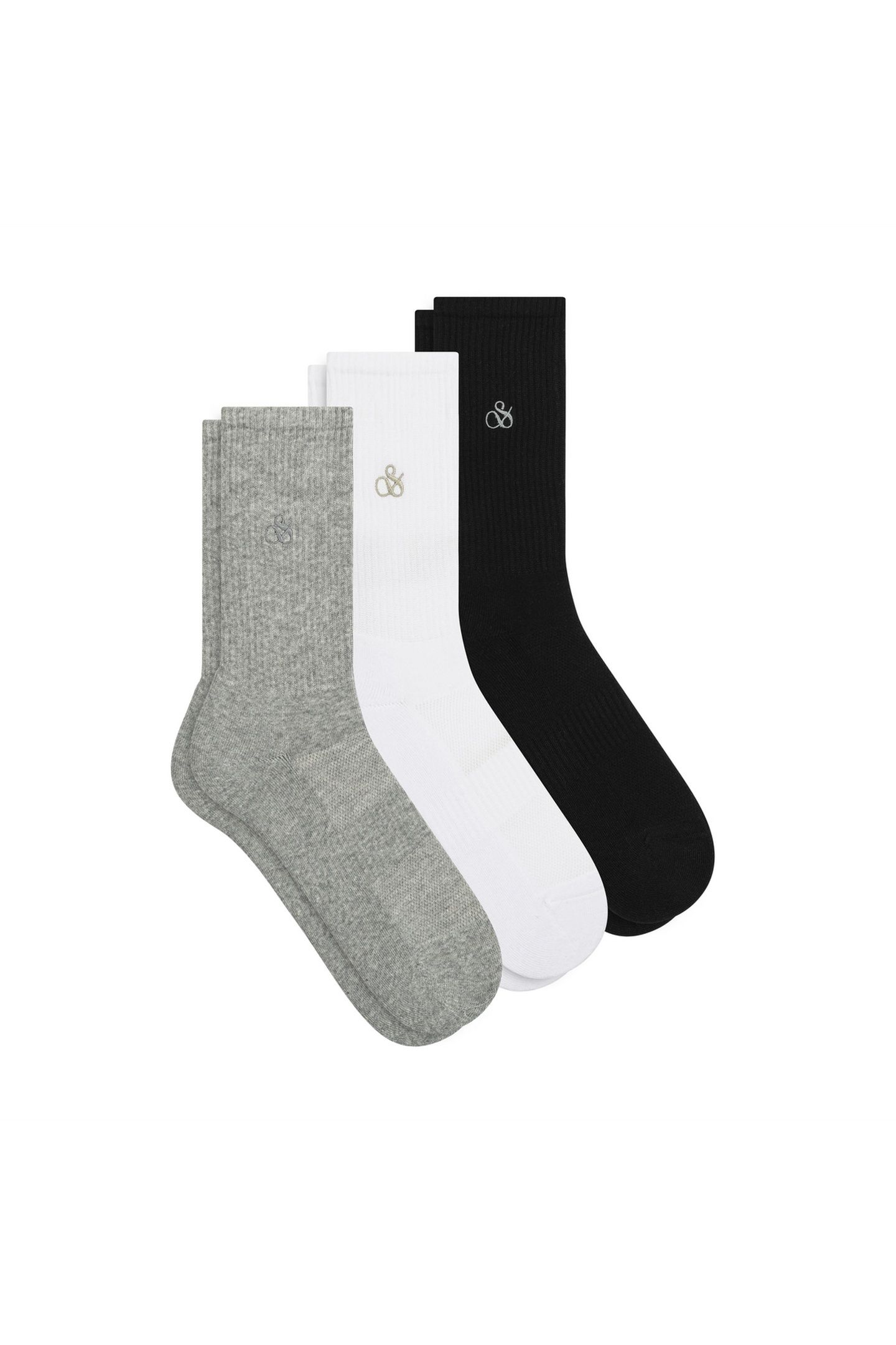 3PK MENS 1/2 TERRY COTTON CREW MEDIUM GREY 1