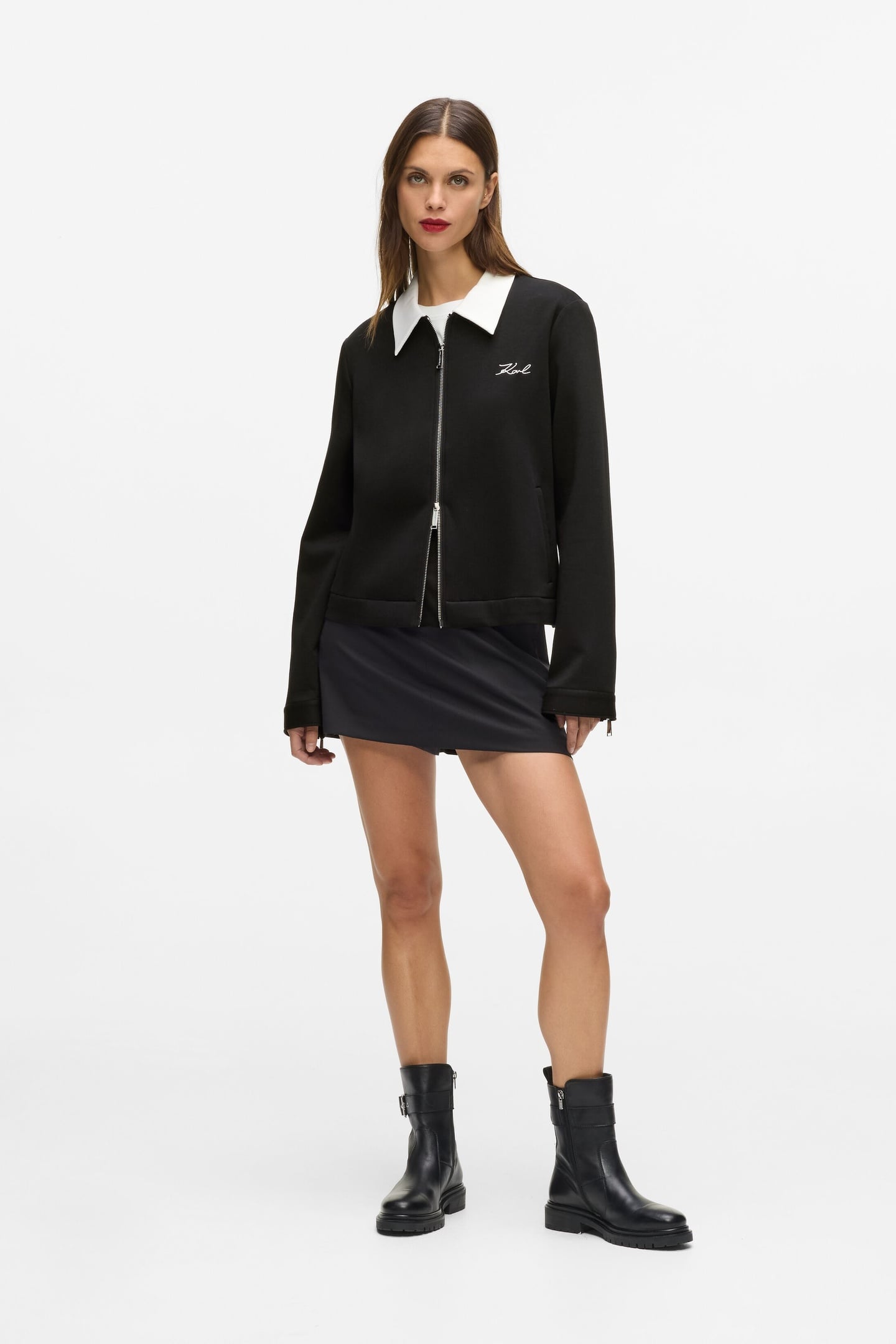 BW TWO WAY ZIP UP WHITE/BLACK 3