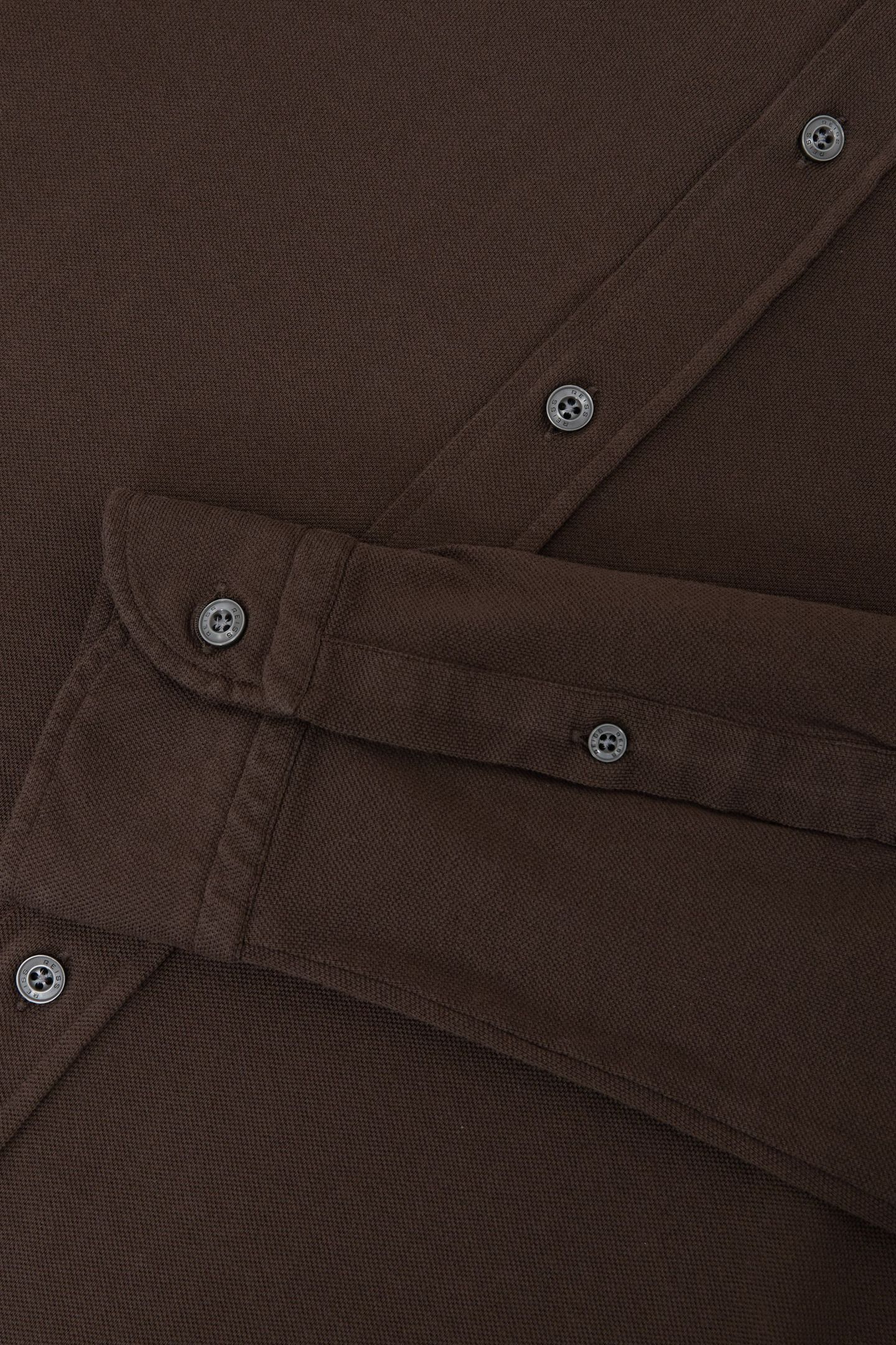LS GARMENT DYED PIQUE SHIRT CHOCOLATE BROWN 6