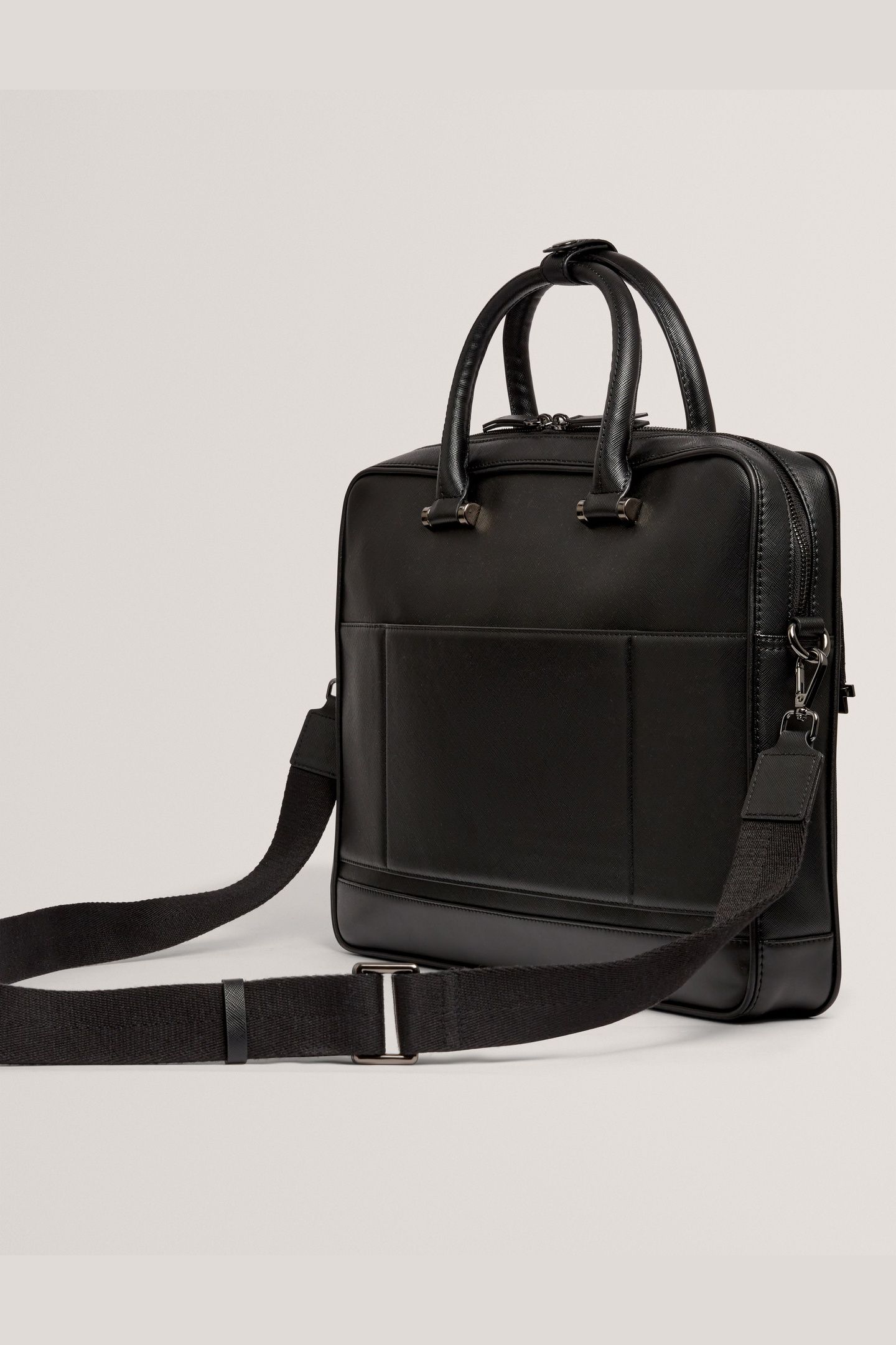 TIE BAR DETAIL PU DOCUMENT BAG BLACK 2