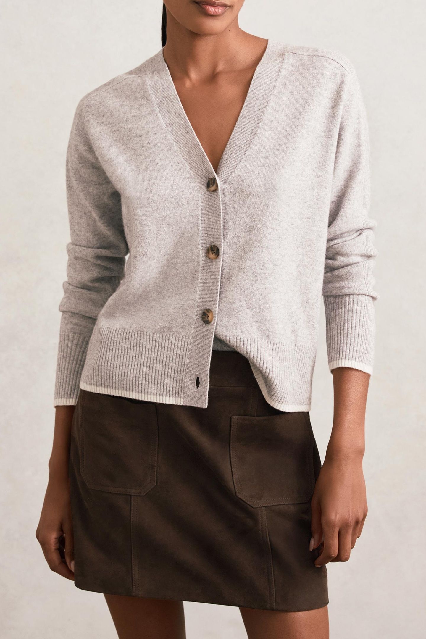 SUEDE PATCH POCKET MINI SKIRT CHOCOLATE BROWN 1