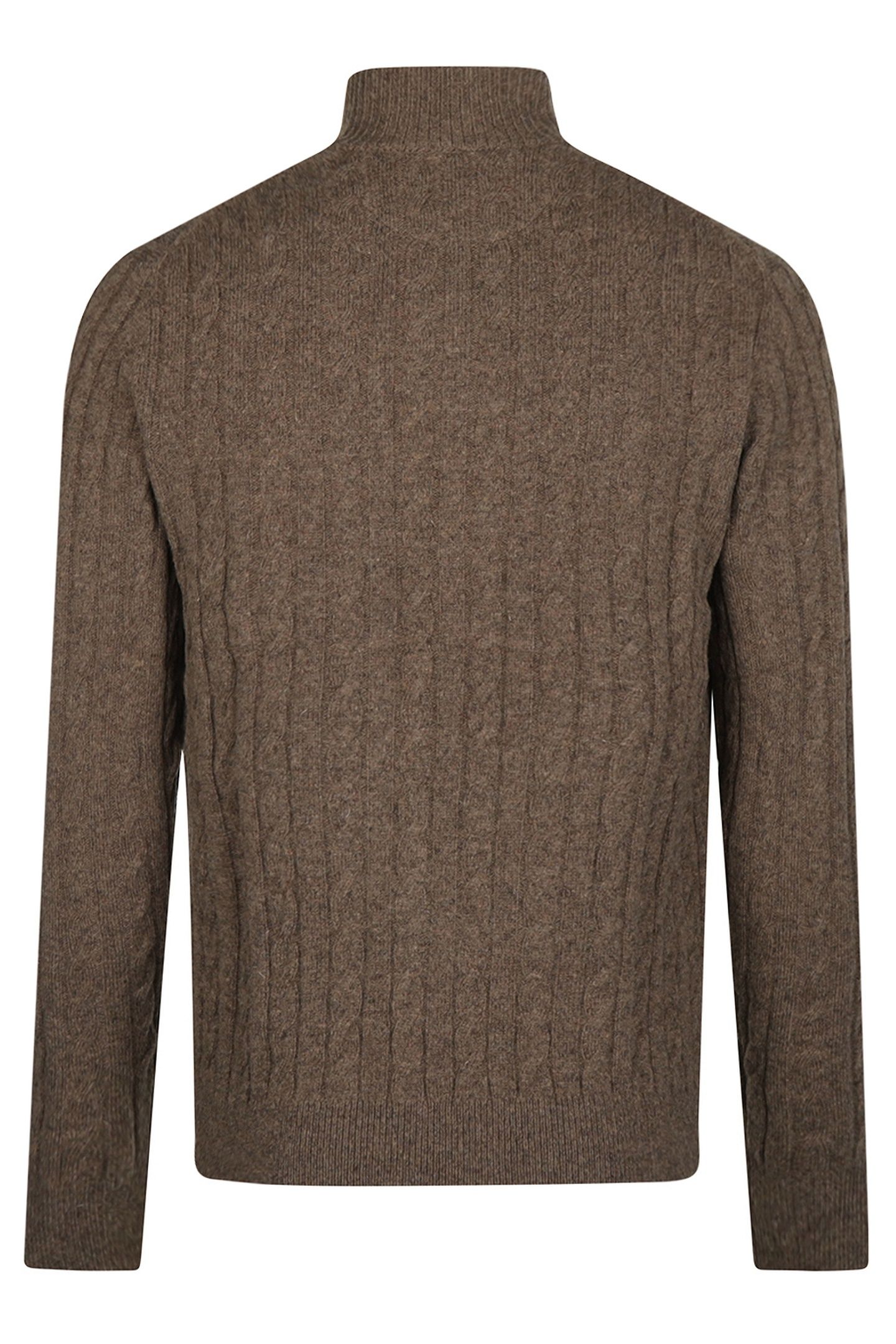 CABLE ZIP MOCK SWEATER CHOCOLATE BROWN 2