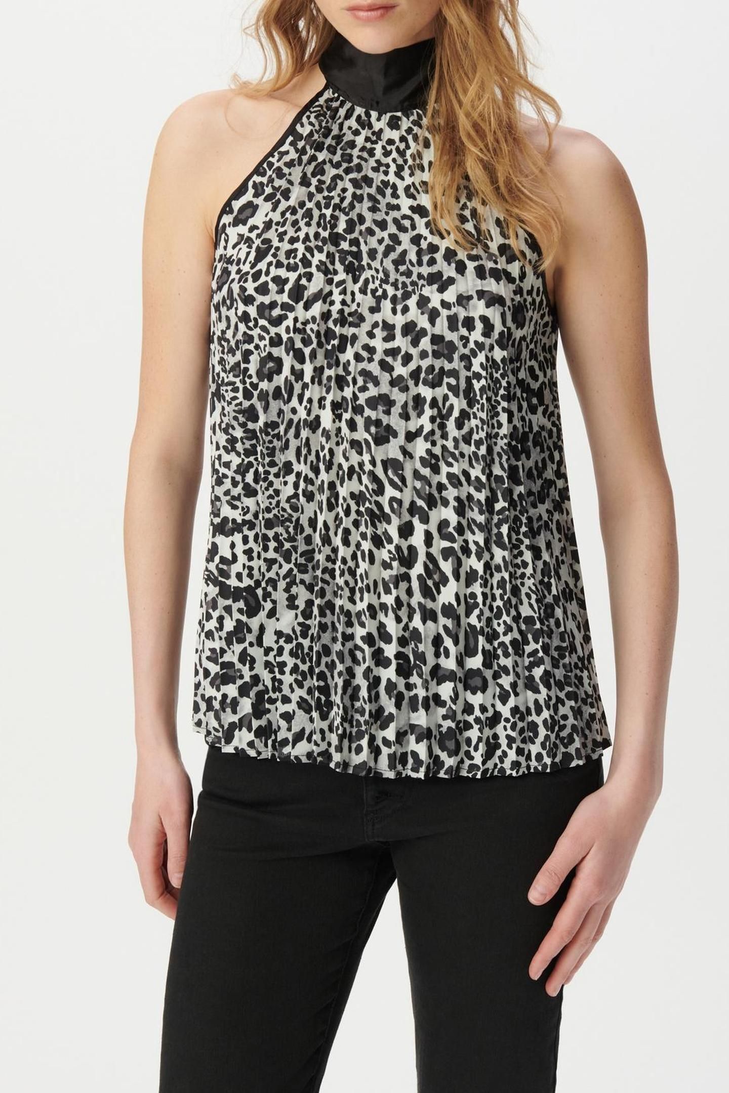 GREY RECYCLED POLYESTER TOP WITH PANTHER PRINT 1