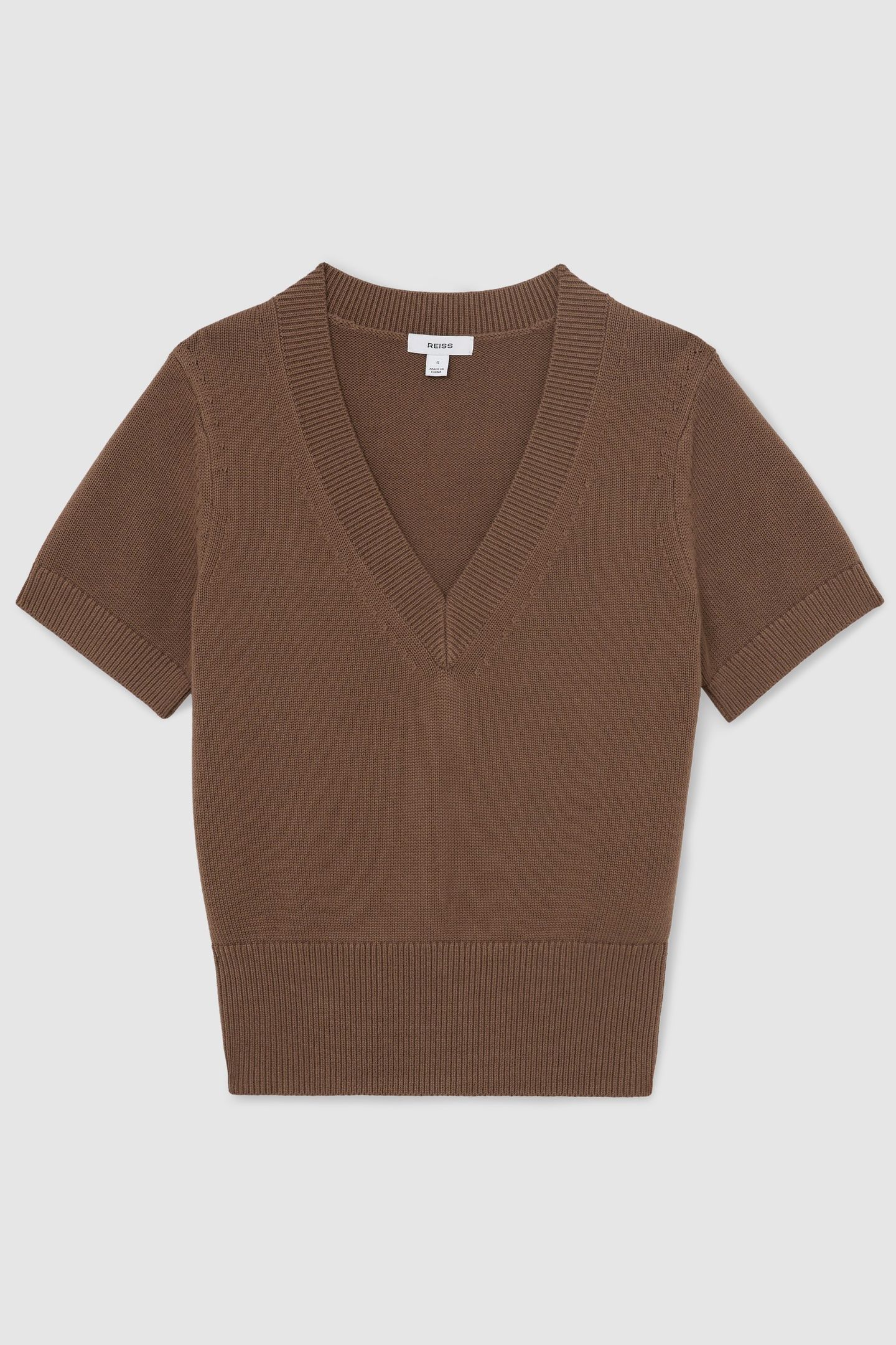 KNIT V NECK TOP TAUPE NEUTRAL 4