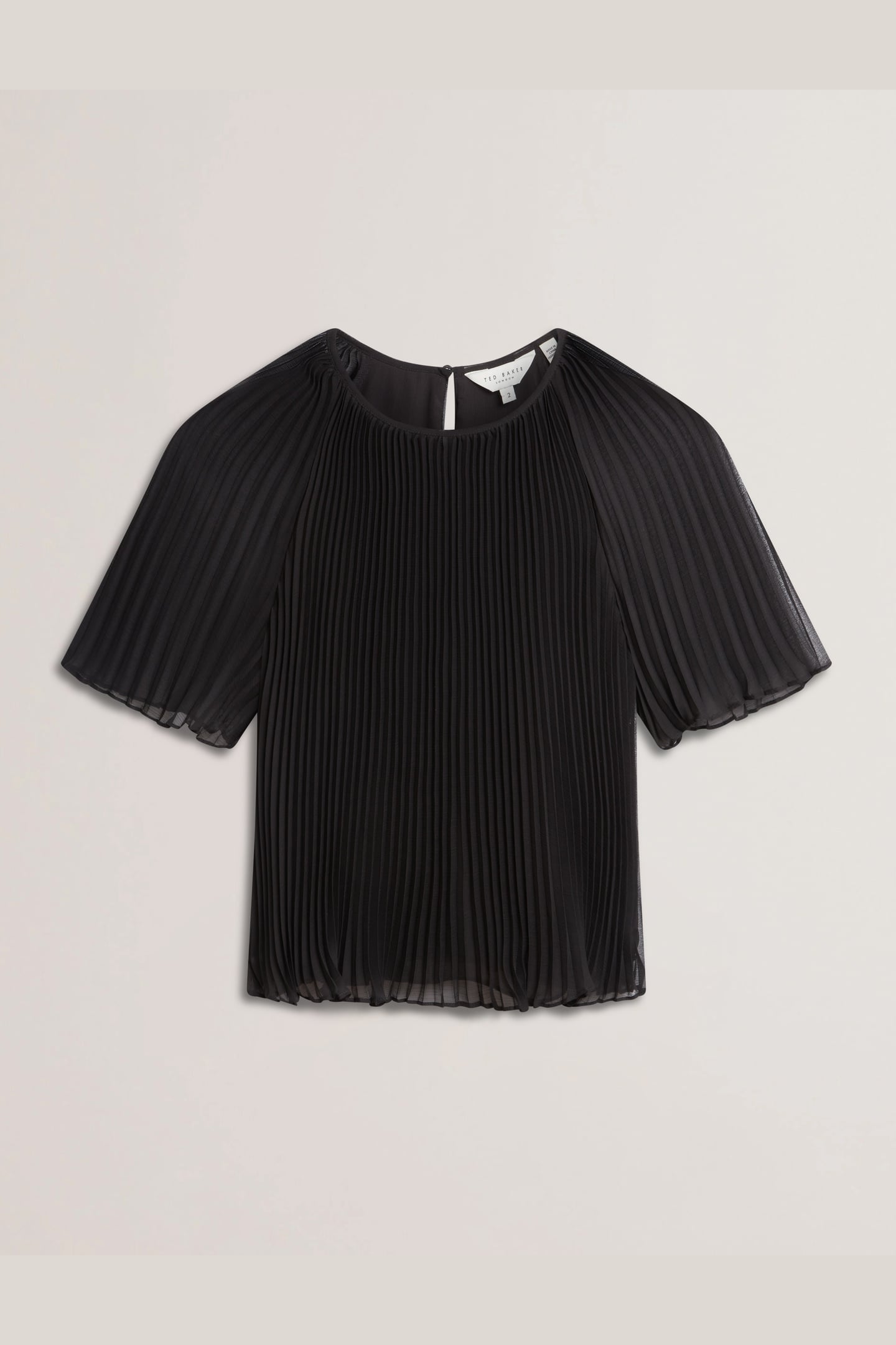 AGARA PLEATED SHORT SLEEVE BLOUSE BLACK 3