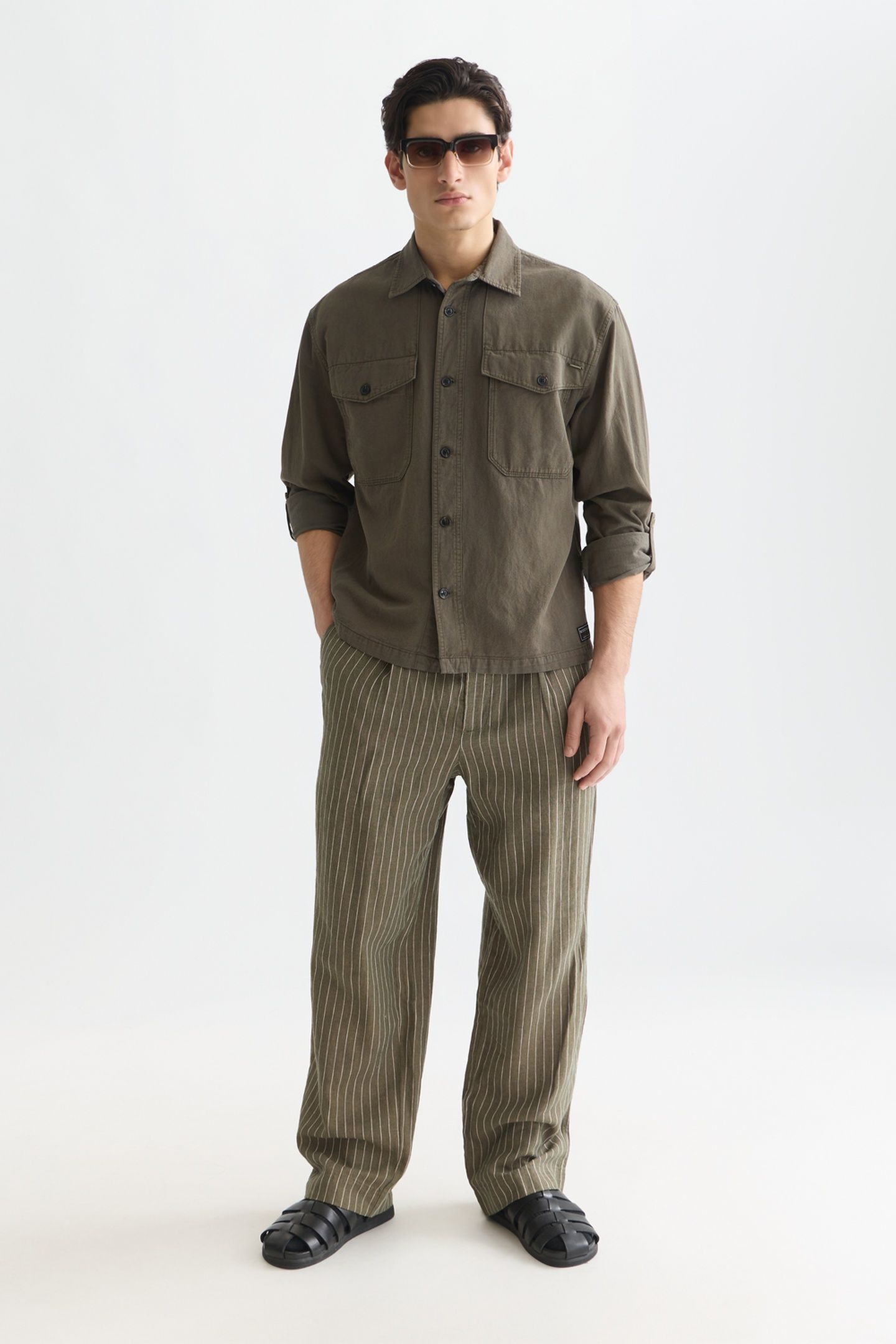 COTTONLINEN OVERSHIRT DARK BEIGE 3
