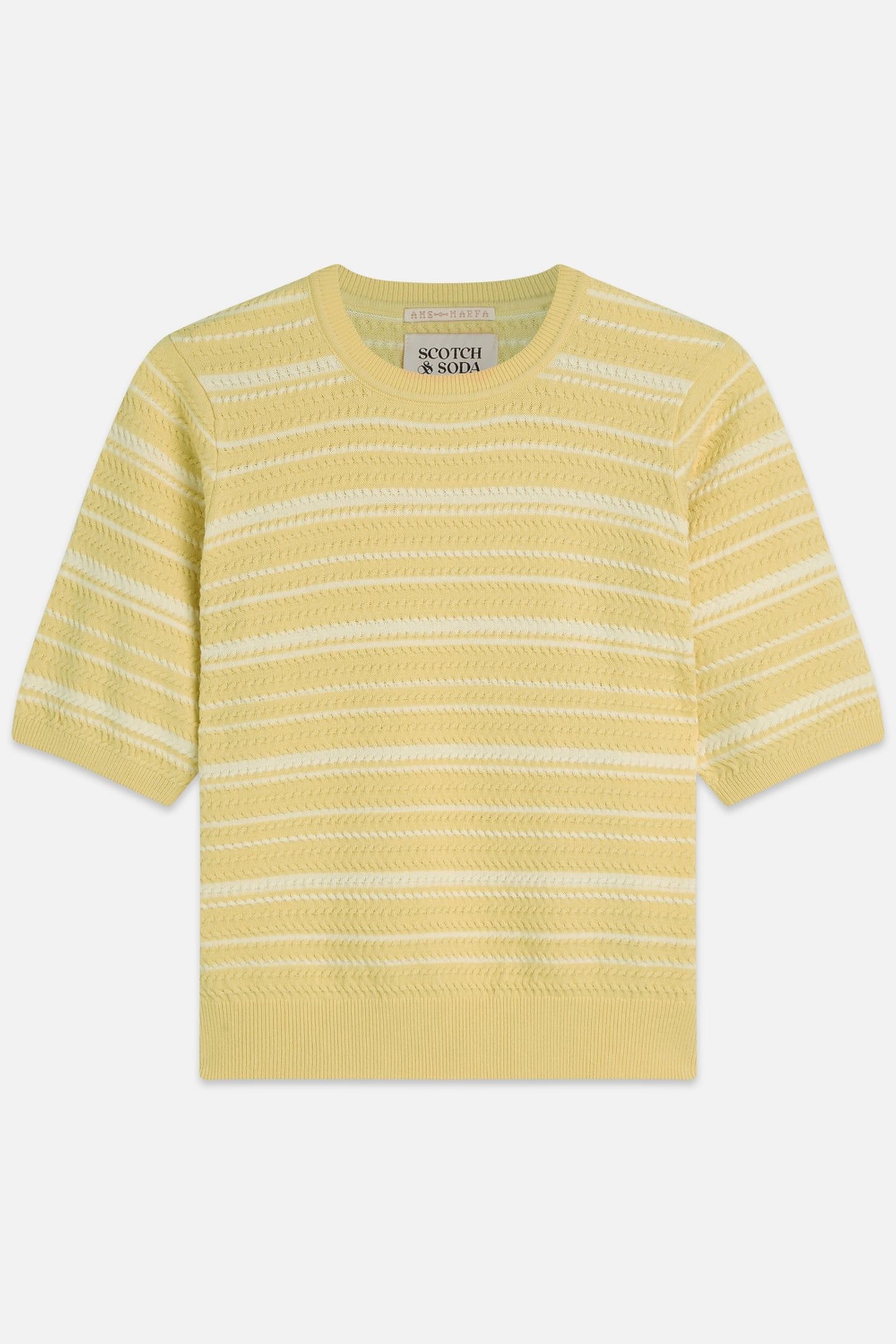 TEXTURED STRIPE KNITTED TEE PARSNIP STRIPE 4