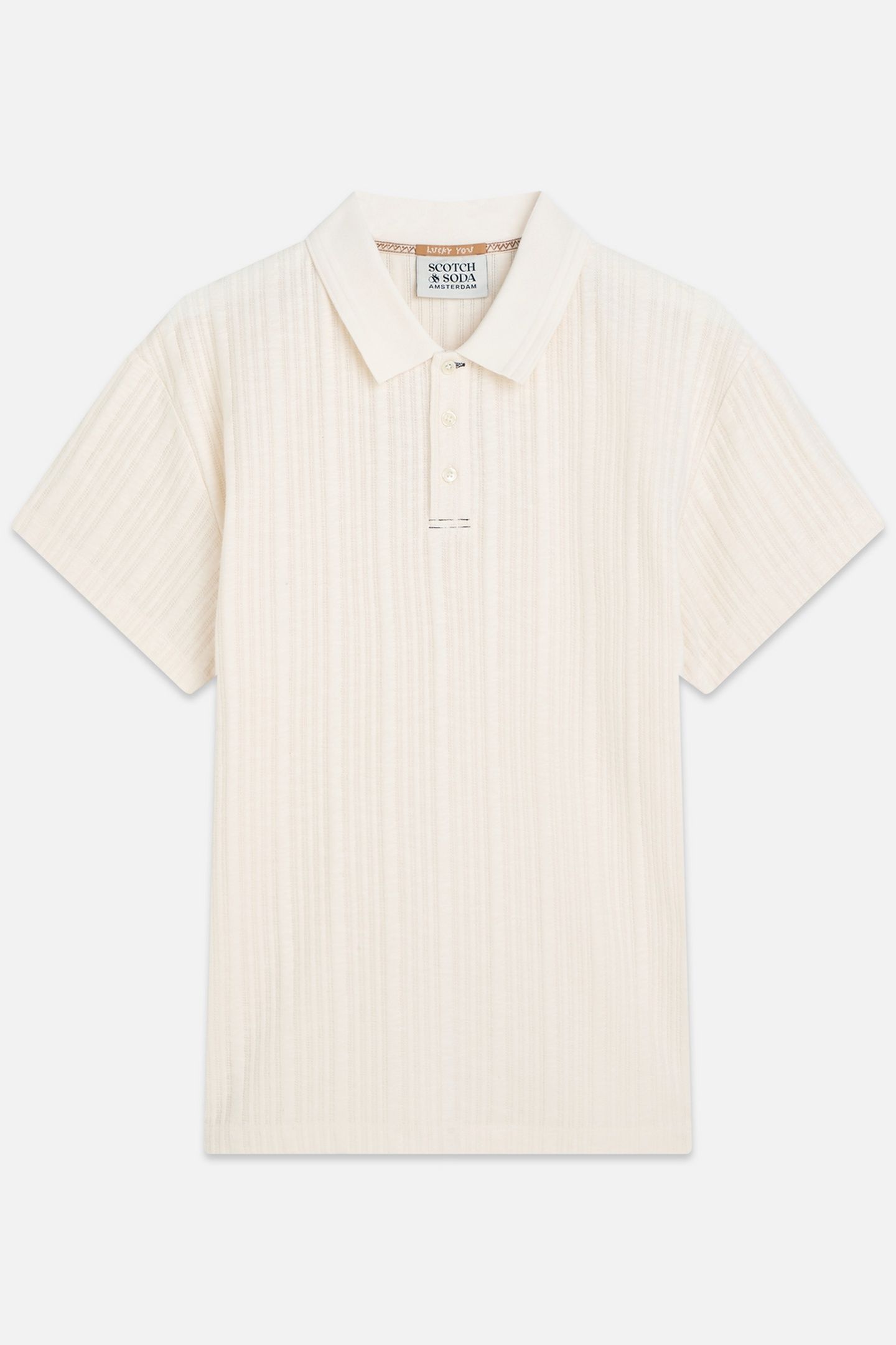 STRUCTURED RIBBED RELAXEDFIT POLO LIGHT BEIGE 3