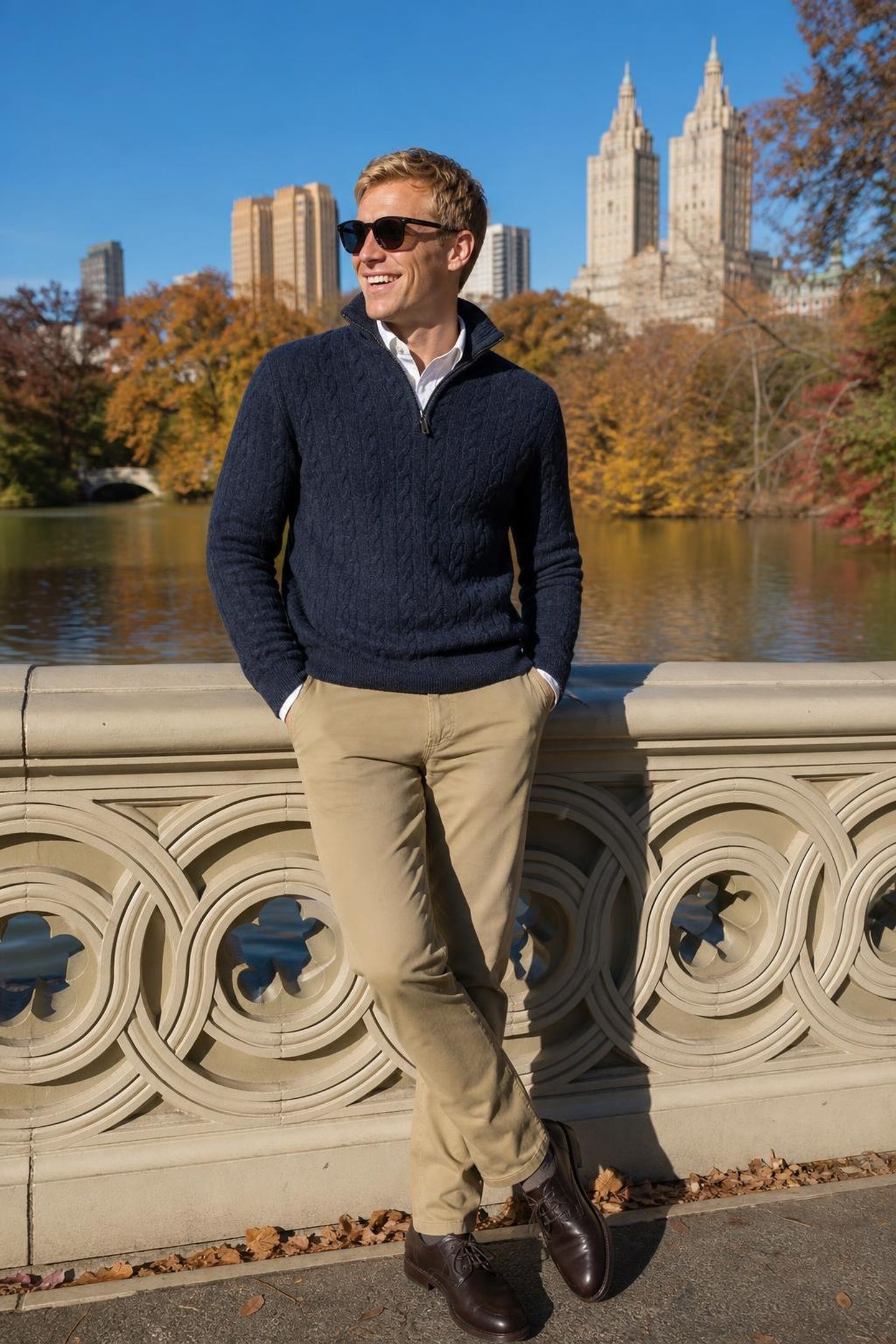 CABLE ZIP MOCK SWEATER NAVY 7