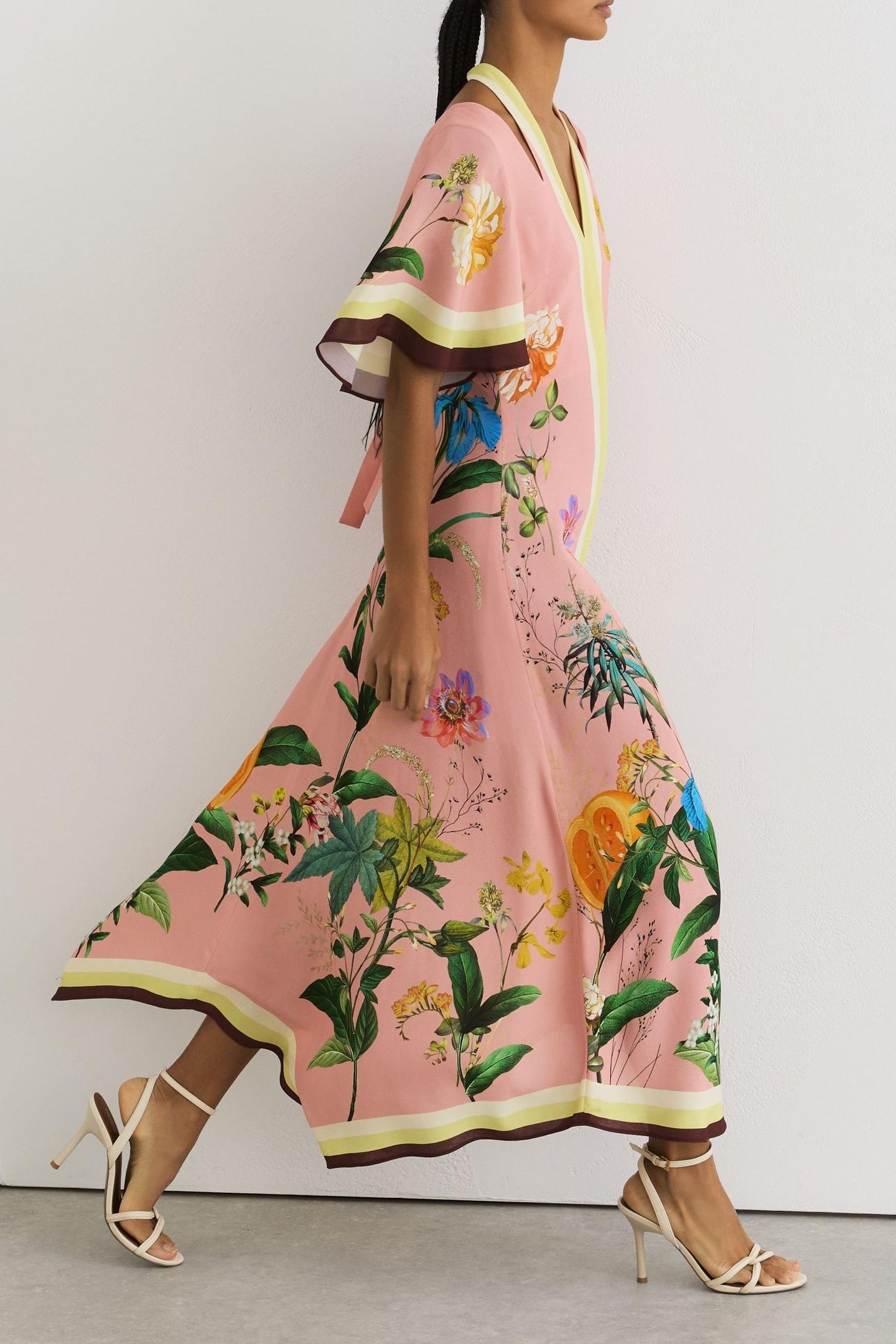 SHORT SLEEVE PLACEMENT PRINTED MIDI DRESS PINK 4