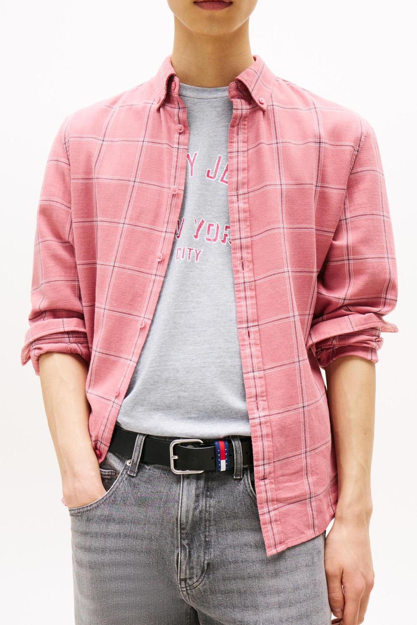TJM ESSENTIAL TWILL SHIRT TAHITI BERRY CHECK 1