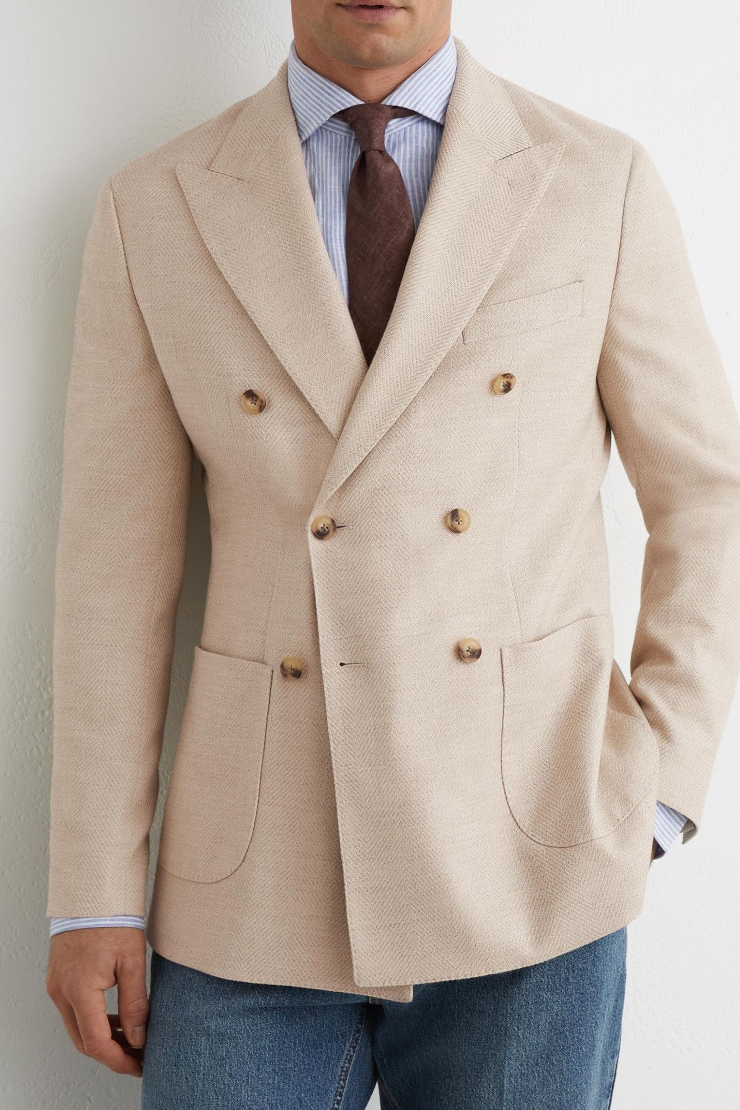 DB HERRINGBONE BLAZER STONE 1