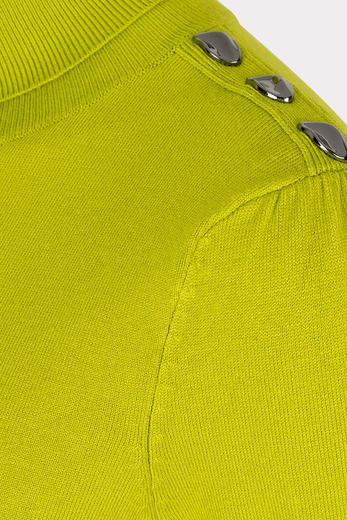 SWEATER SHLDR BUTTON COL BASIC KNIT CITY LIME 6