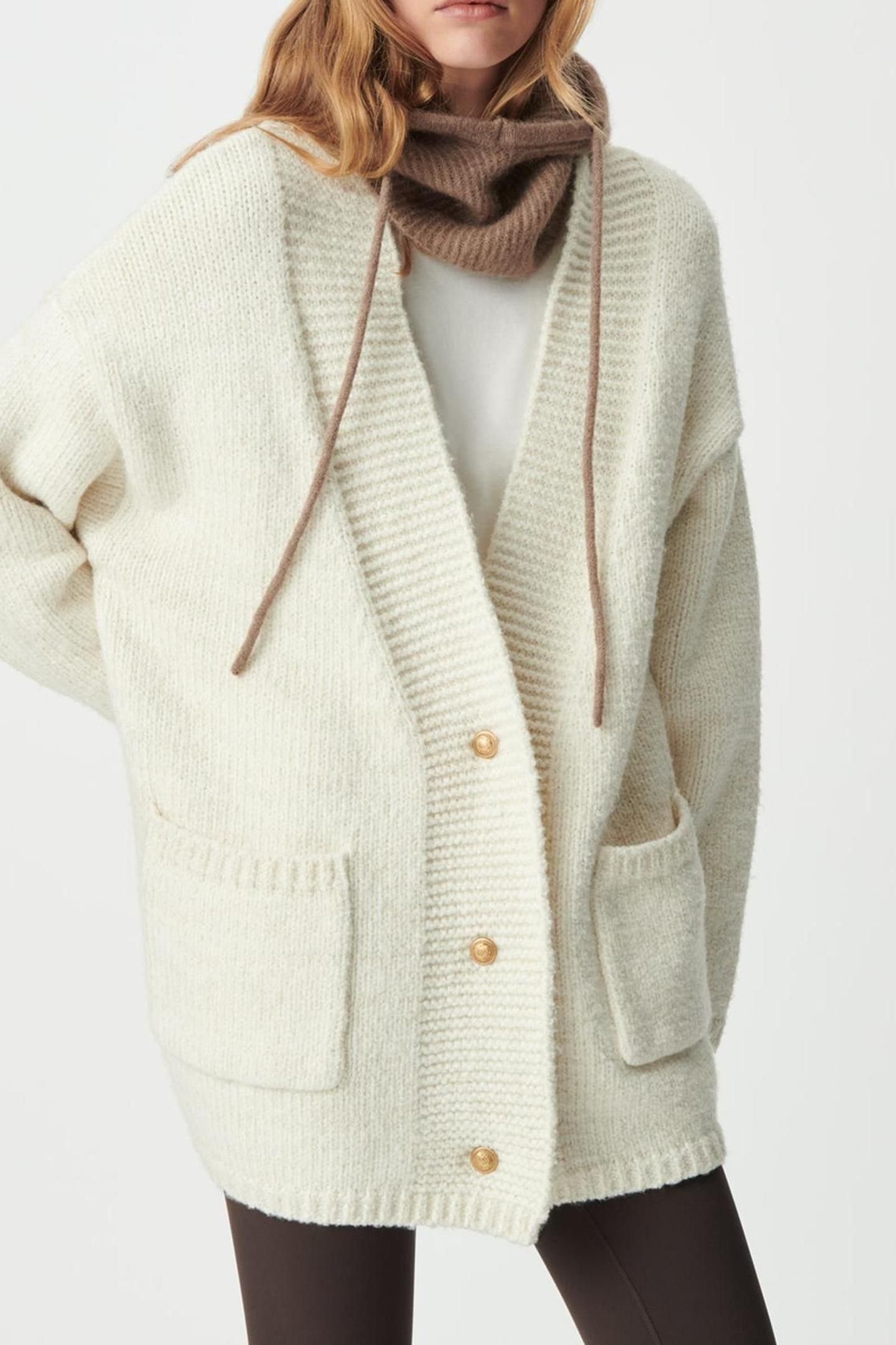 ECRU KNIT AND GOLD LUREX LOOSE CARDIGAN 1