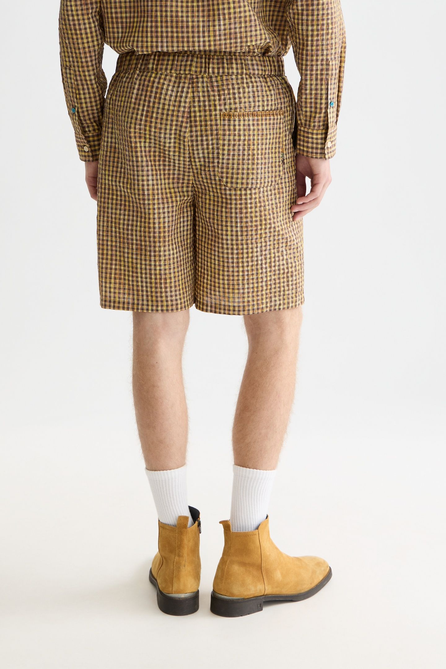 COTTON SEERSUCKER WIDEFIT BERMUDA SHORTS MEDIUM BROWN 2