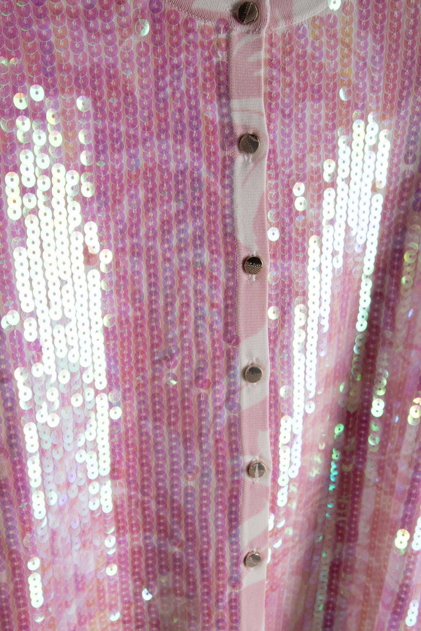 TSERIA PRINTED SEQUIN CROPPED CARDIGAN PINK 4