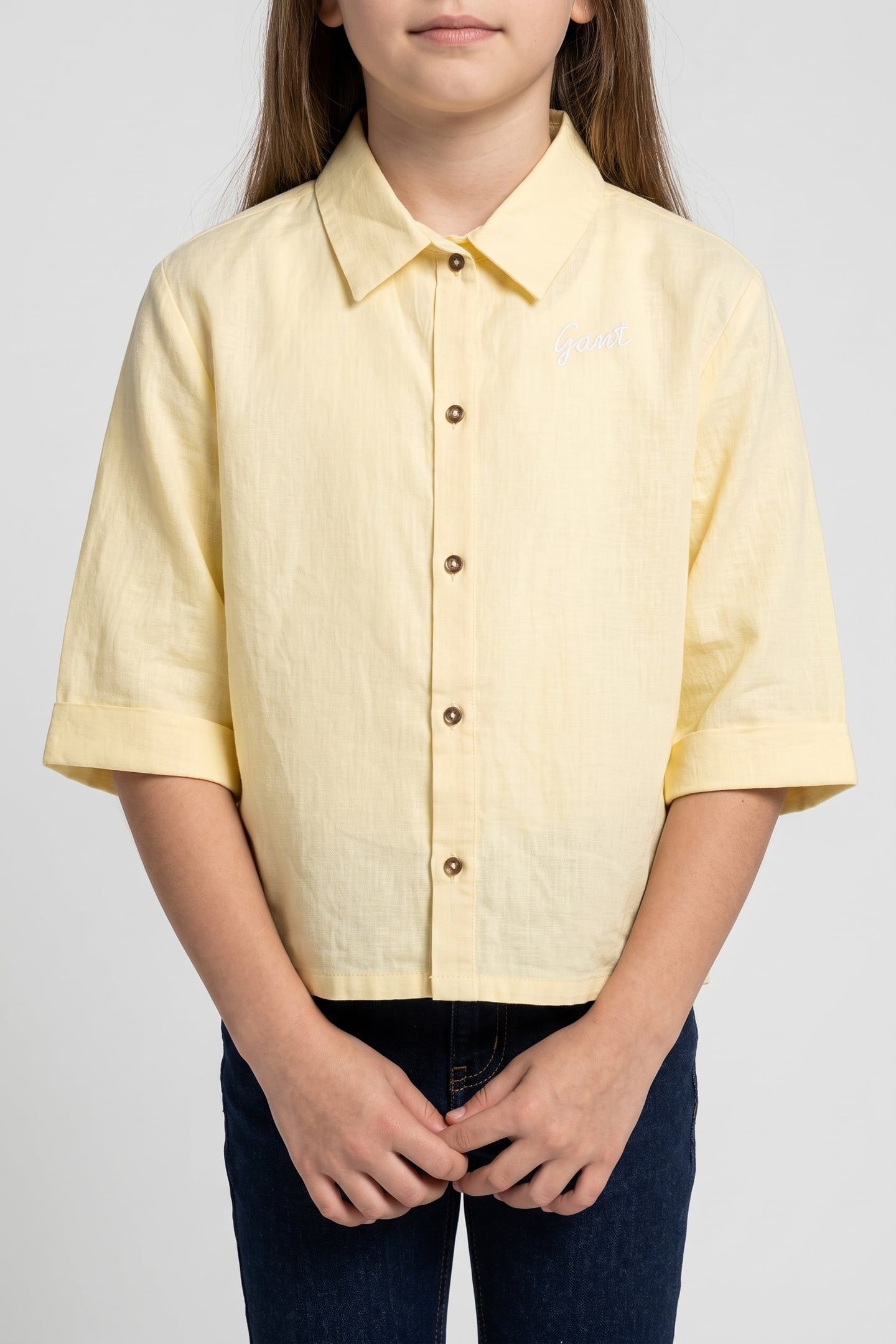 TEEN GIRLS RELAXED OVERSHIRT VANILLA YELLOW 1
