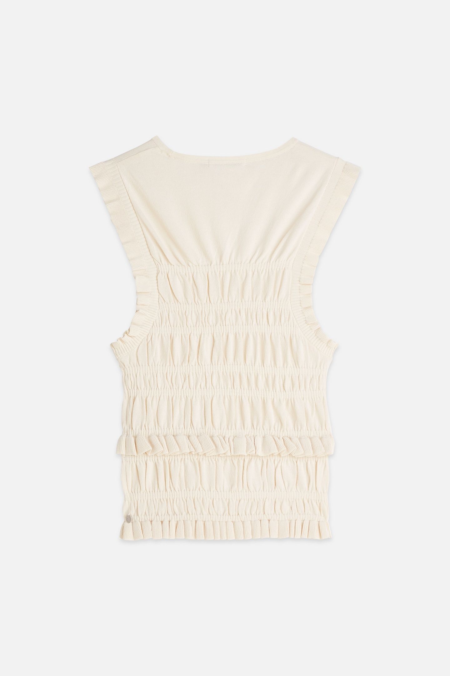 SMOCK STITCH KNITTED TANK EGGNOG 2