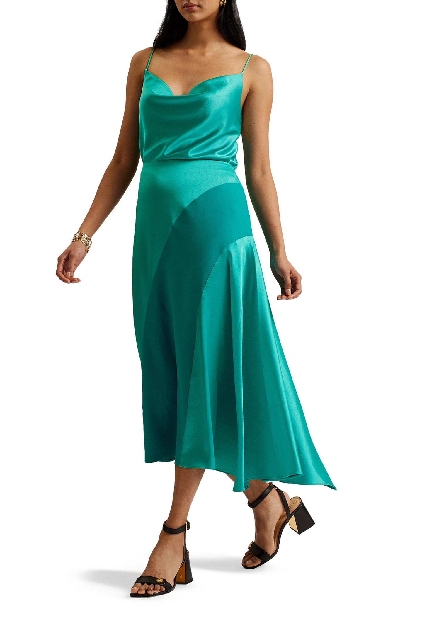 WMS BOLSENA SATIN MIDI SKIRT GREEN 1