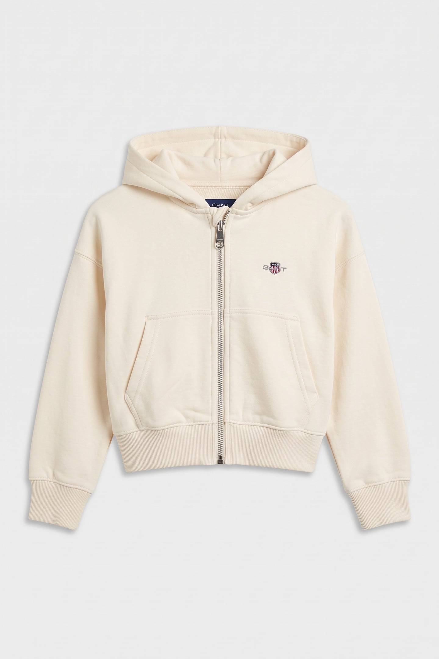 KIDS GIRLS SHIELD OVERSIZE CROP ZIP HOODIE CREAM 2