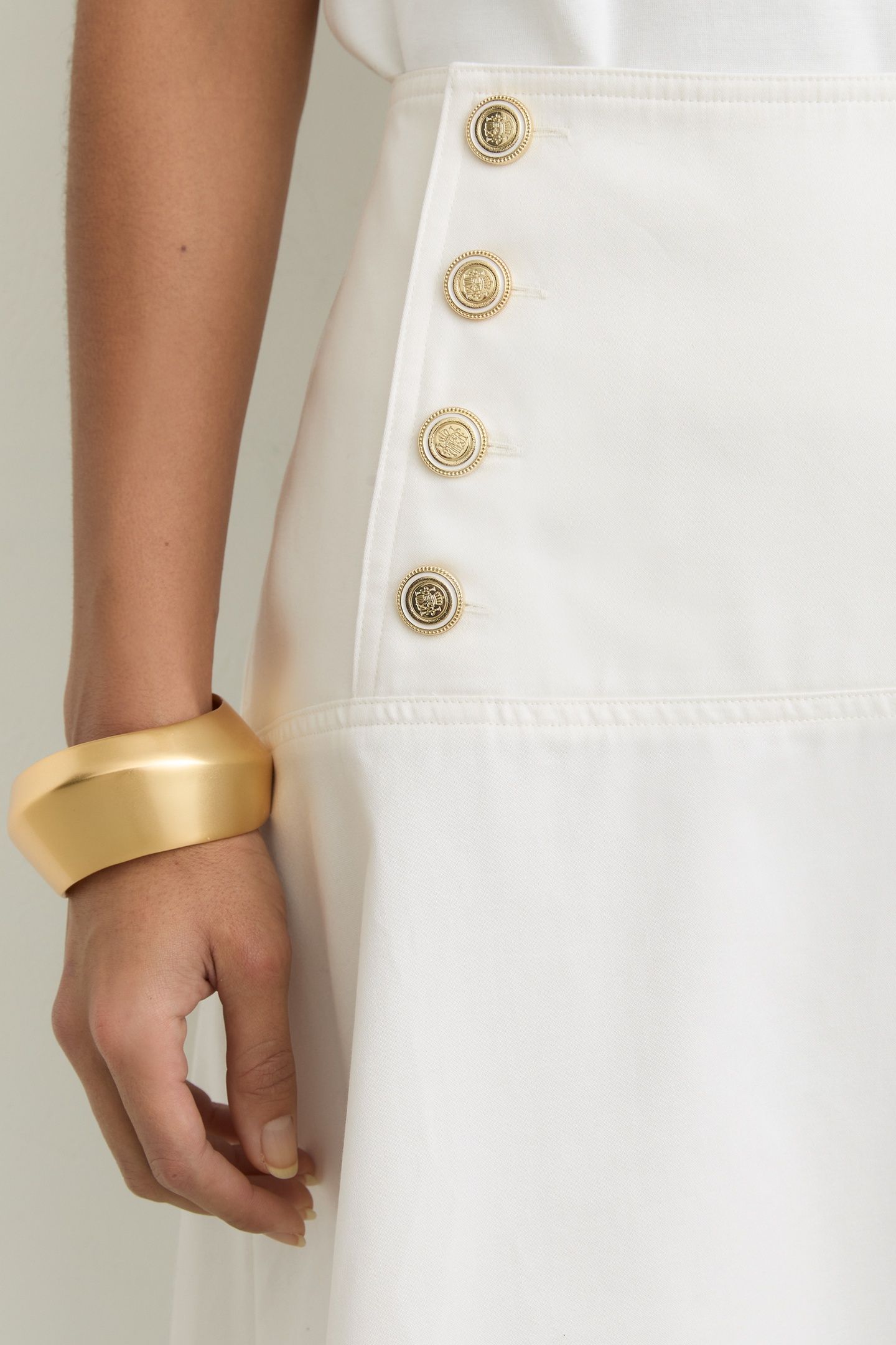 STRUCTURED BUTTON SKIRT IVORY 7