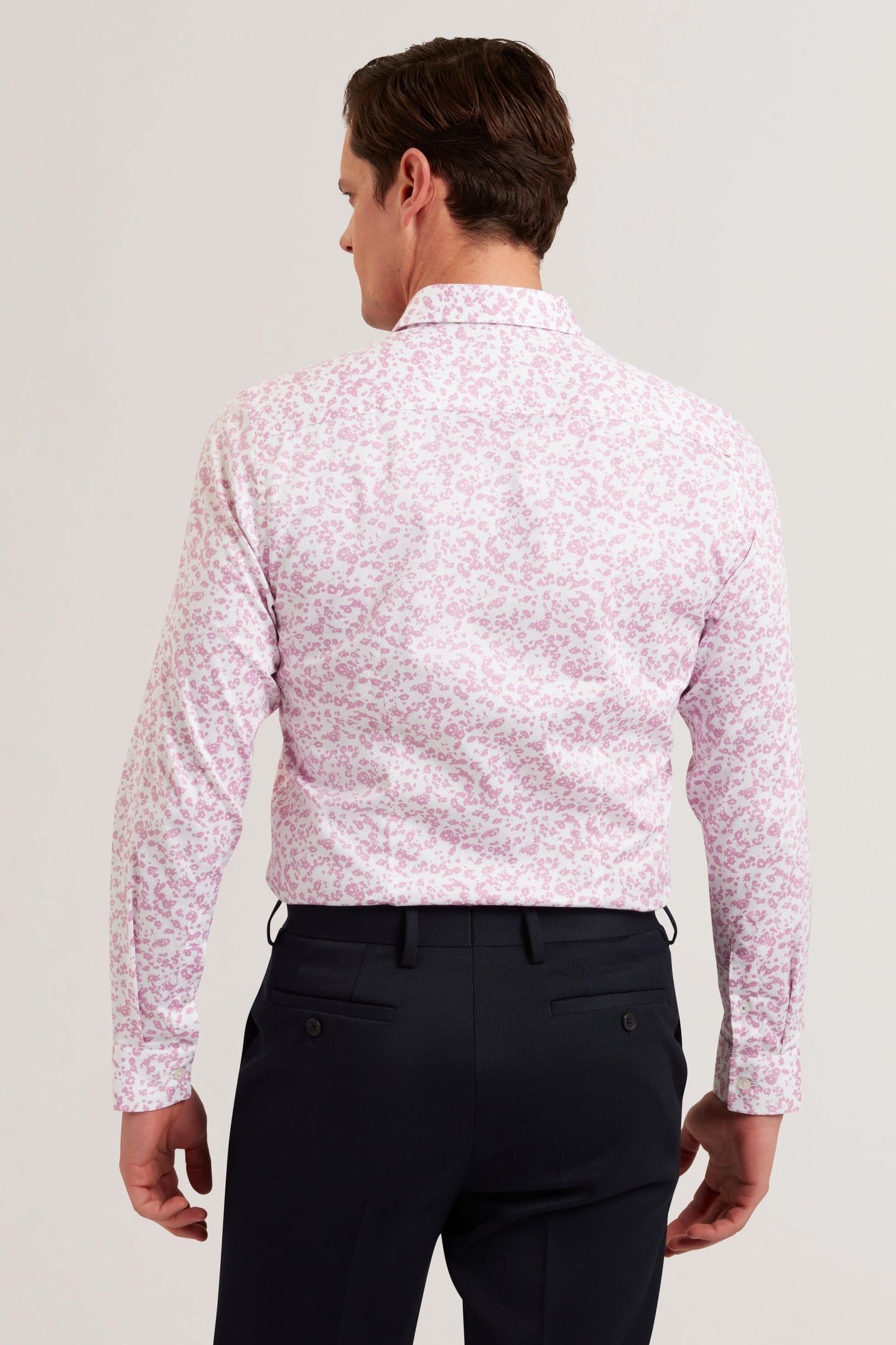 LOVELAD LS SLIM MINI FLORAL PRINT SHIRT PINK 2