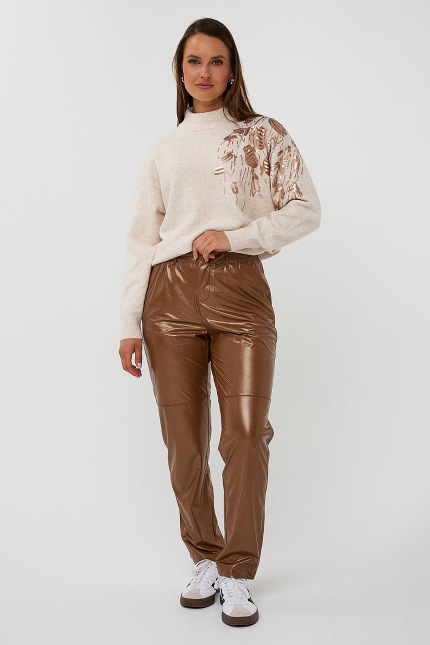 TROUSERS METALLIC PU BRONZE METALLIC 2