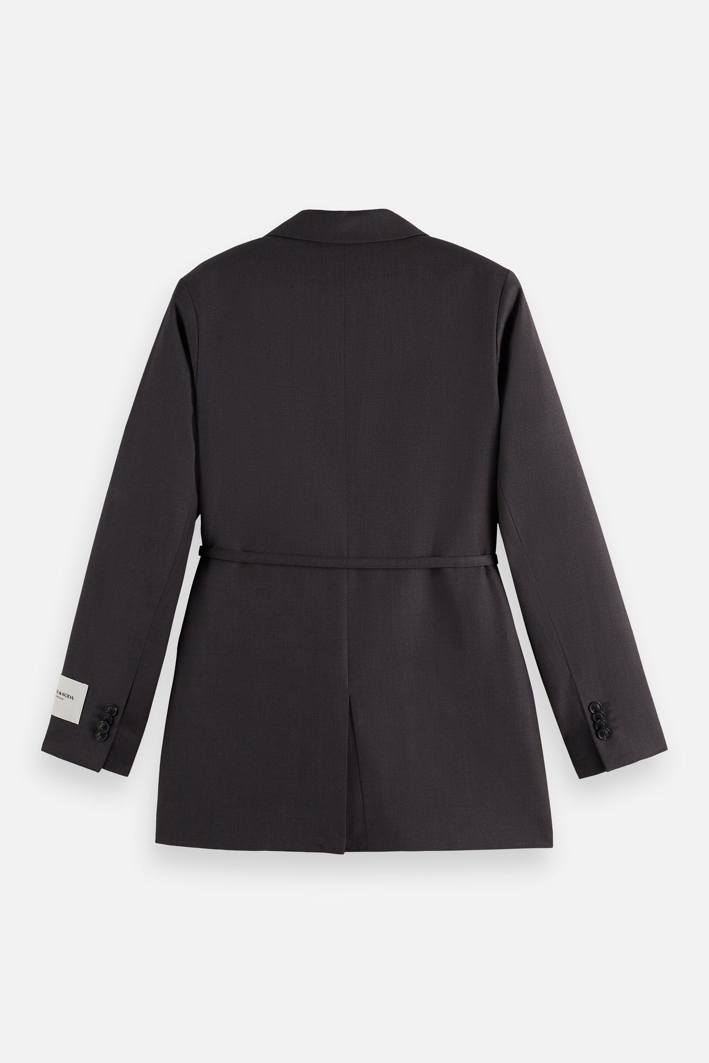 DOUBLE BREASTED WOOL BOYFRIEND BLAZER WITH BELT CHARCOAL 6
