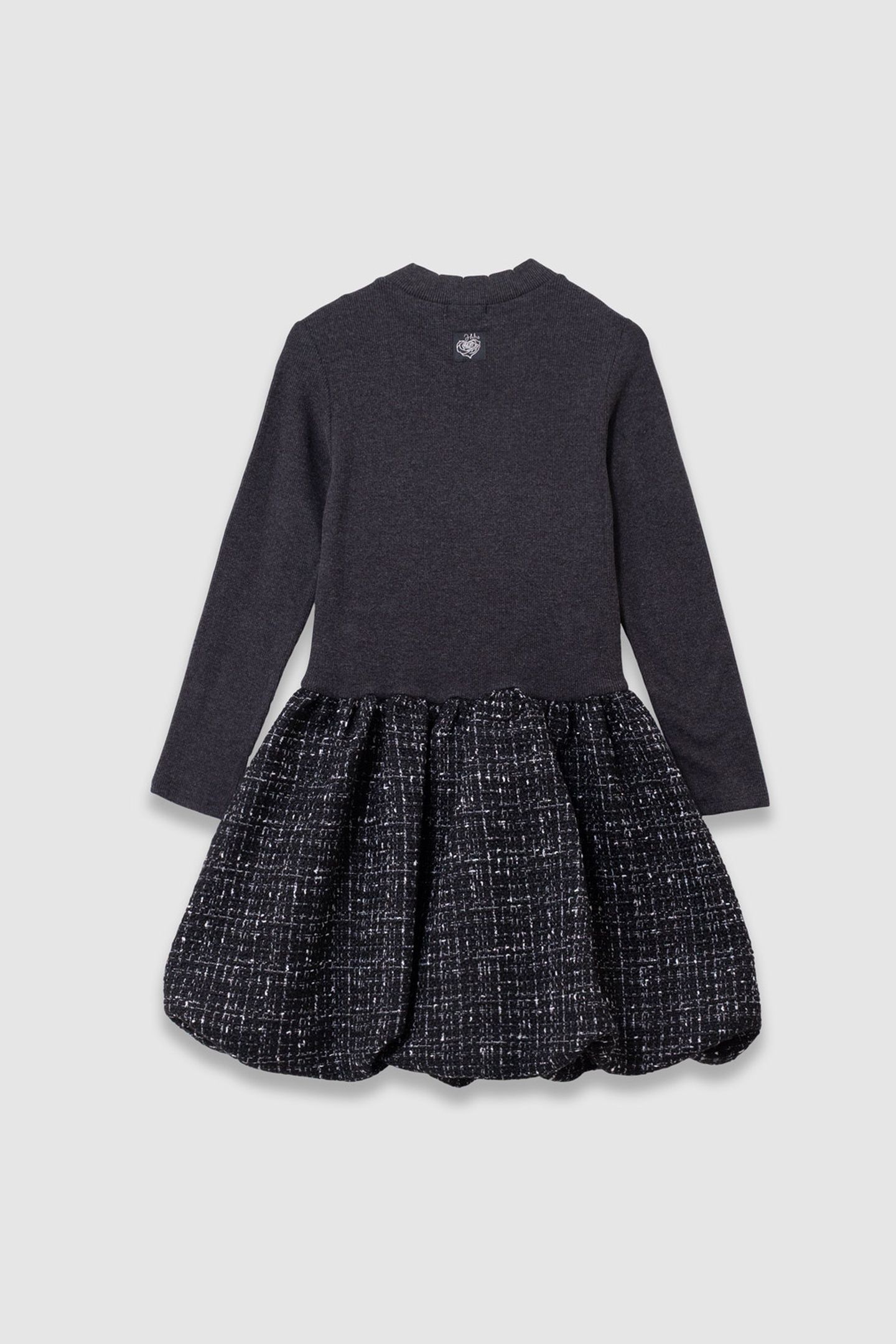 GIRLS’ BLACK TWEED-LOOK MIXED-FABRIC DRESS 2