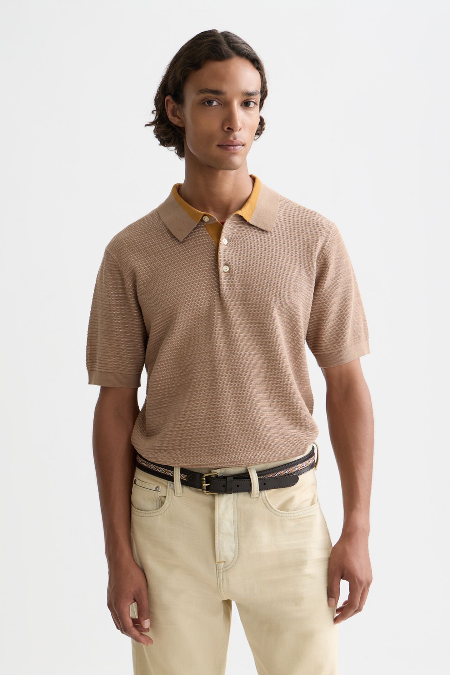 STRUCTURED KNITTED REGULAR-FIT POLO NAVY 1