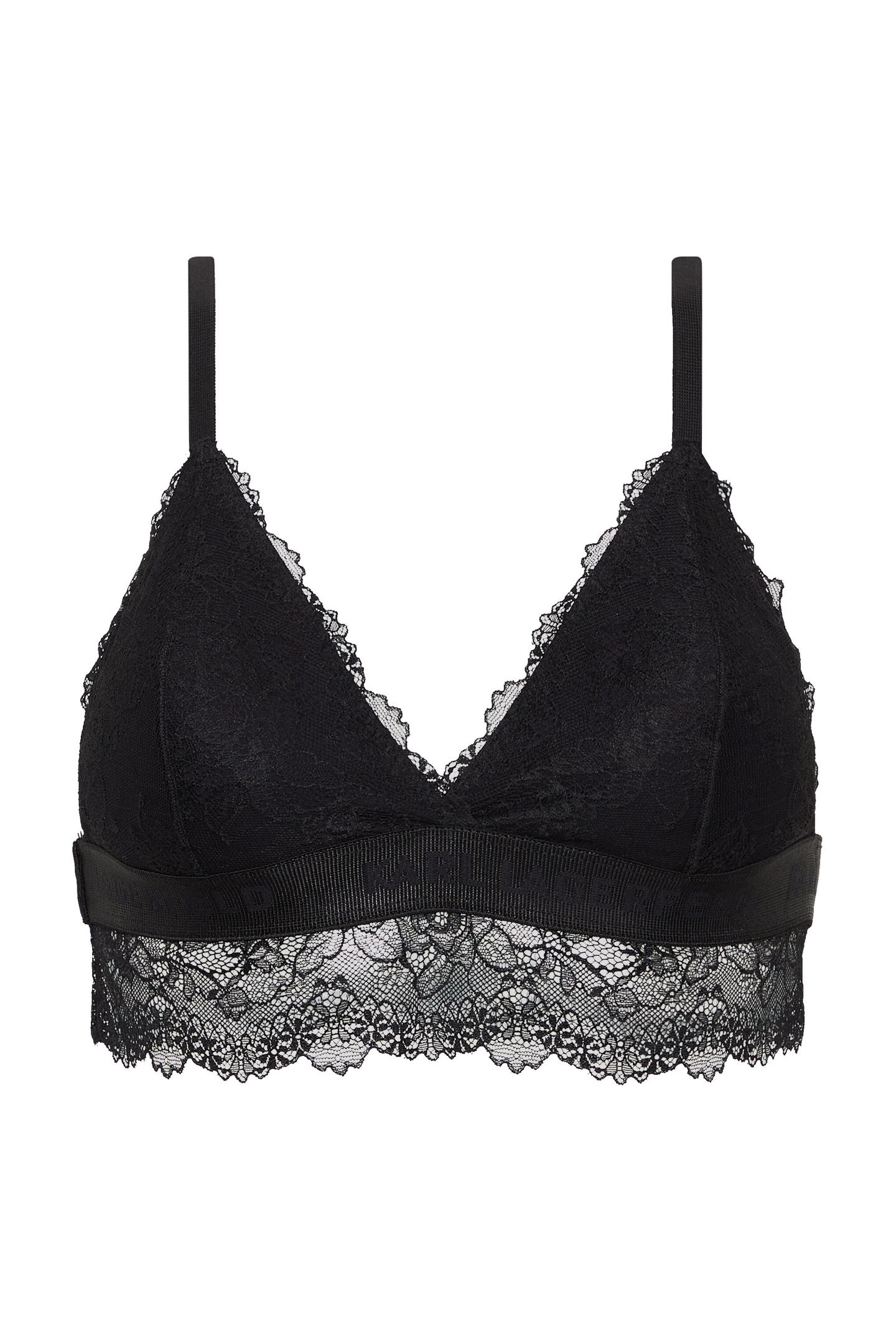 PADDED LONGLINE LACE BRA BLACK 4