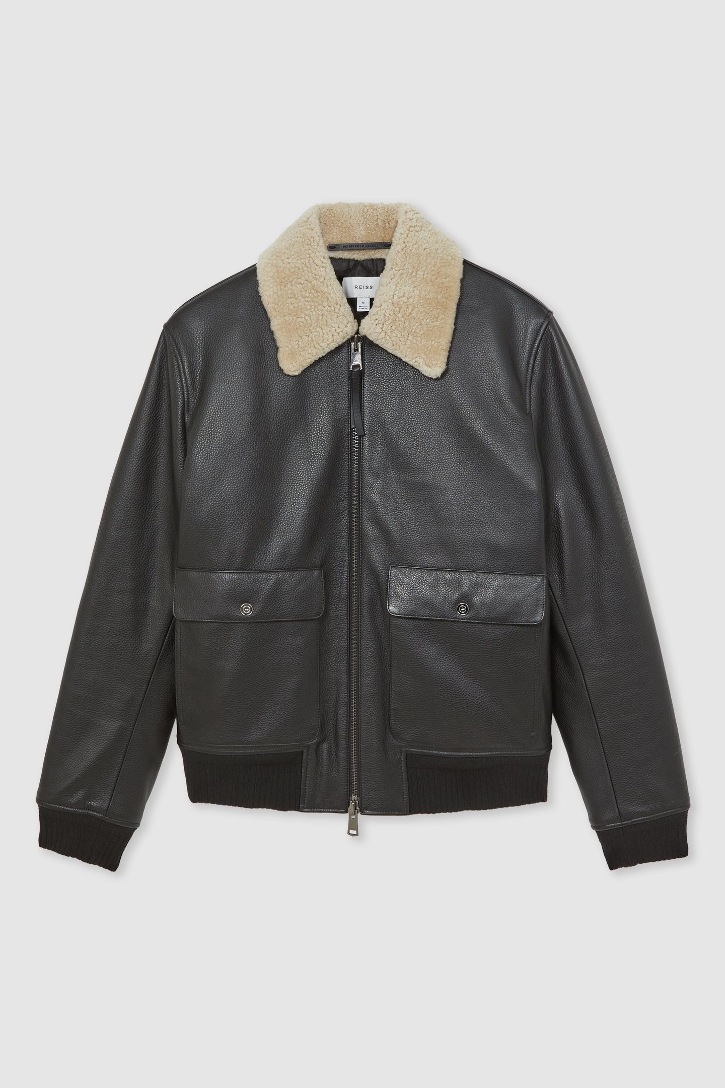 LS SHEARLING COLLAR LEATHER JACKET BLACK 3
