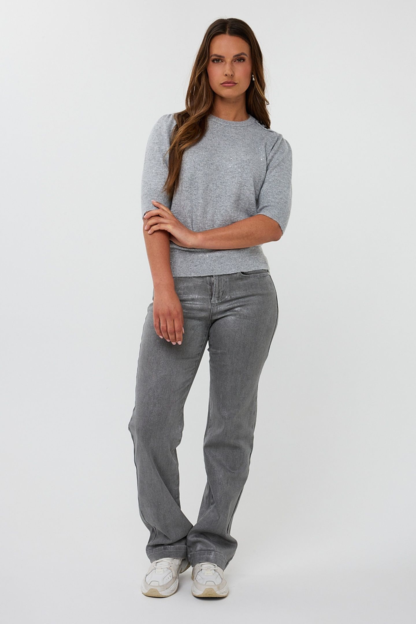 TROUSERS STRAIGHT METALLIC GREY 3
