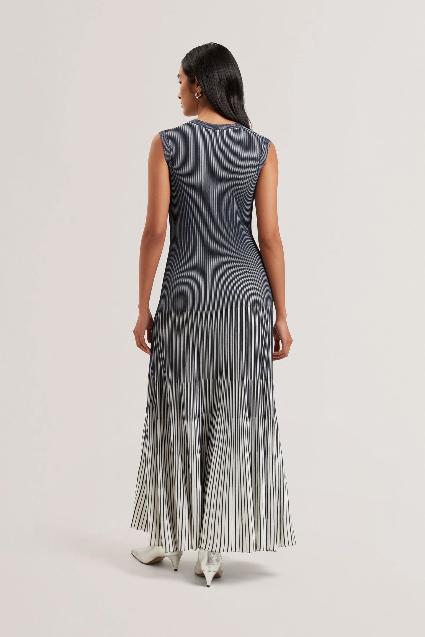 DILYLAA TEXTURED STRIPE KNITTED DRESS NAVY 2